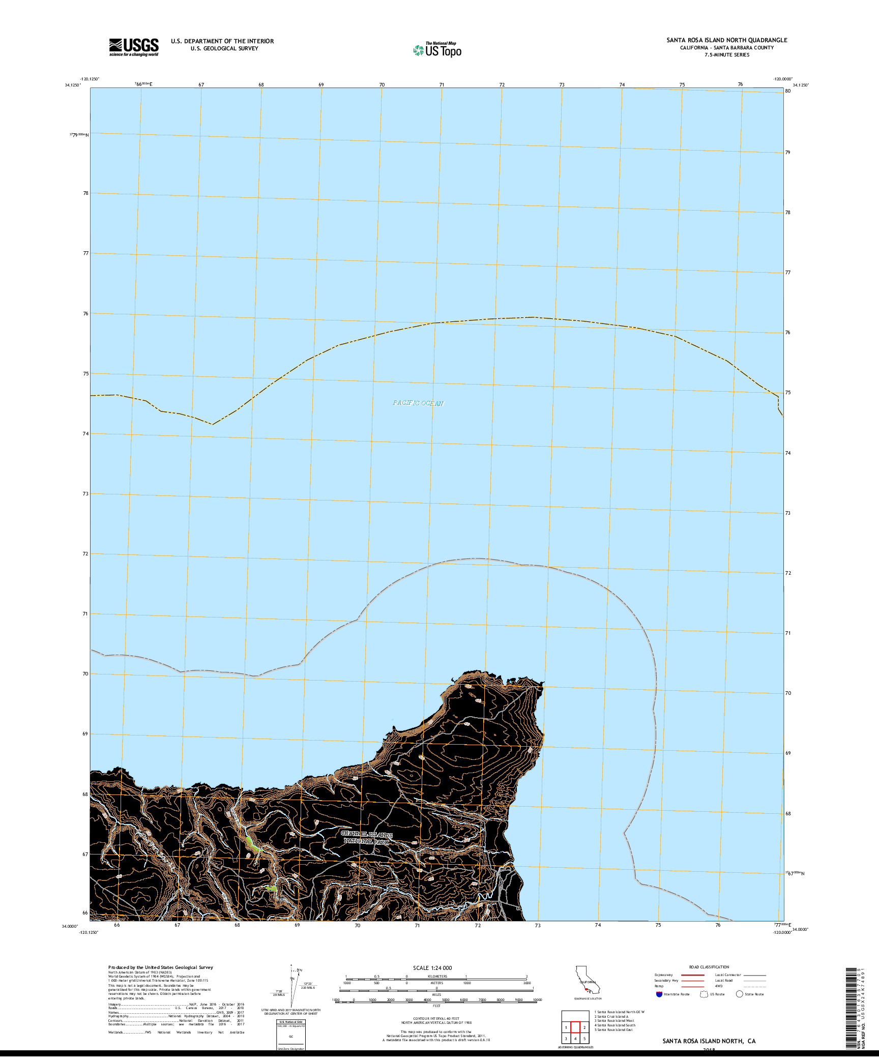 USGS US TOPO 7.5-MINUTE MAP FOR SANTA ROSA ISLAND NORTH, CA 2018