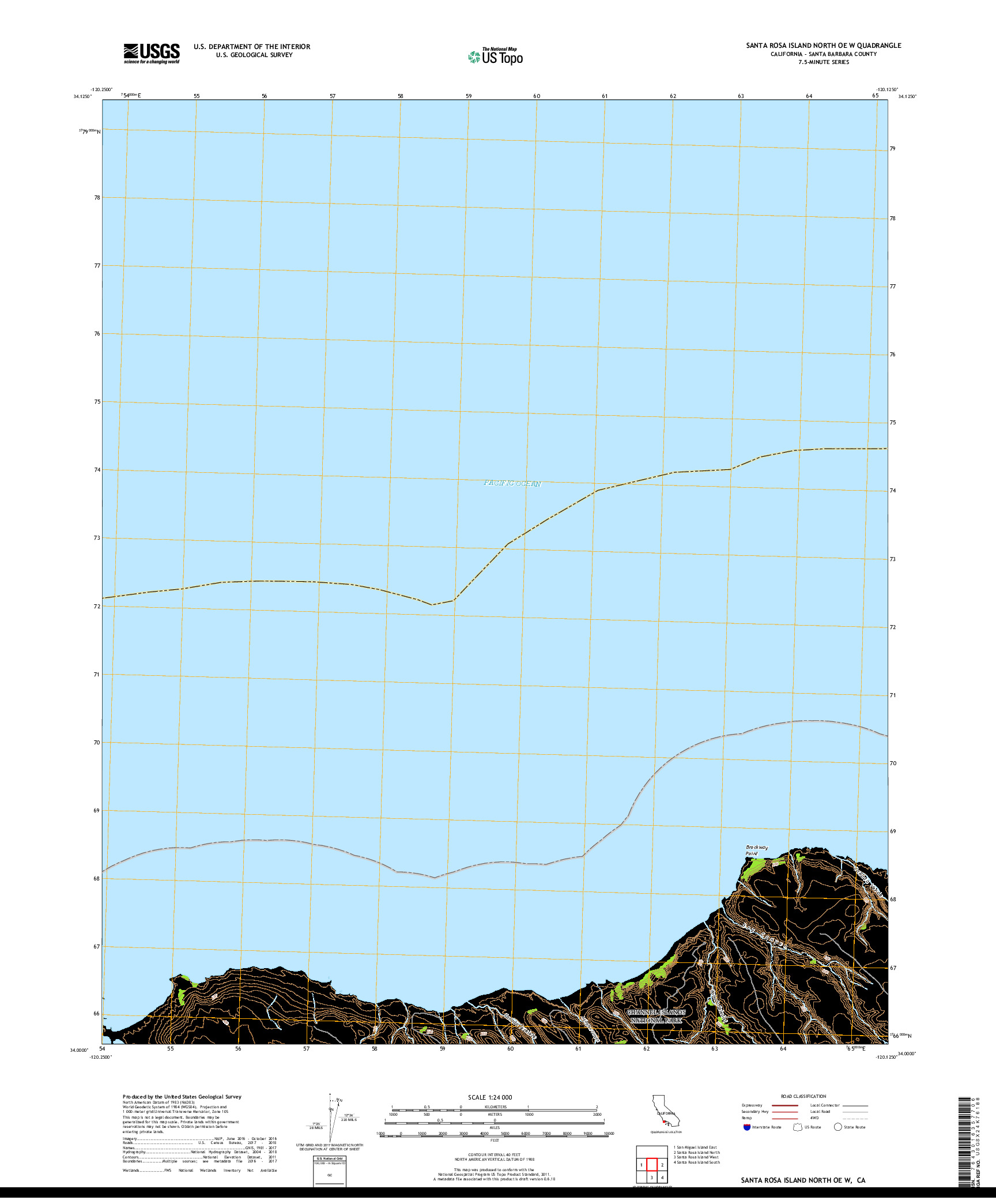 USGS US TOPO 7.5-MINUTE MAP FOR SANTA ROSA ISLAND NORTH OE W, CA 2018