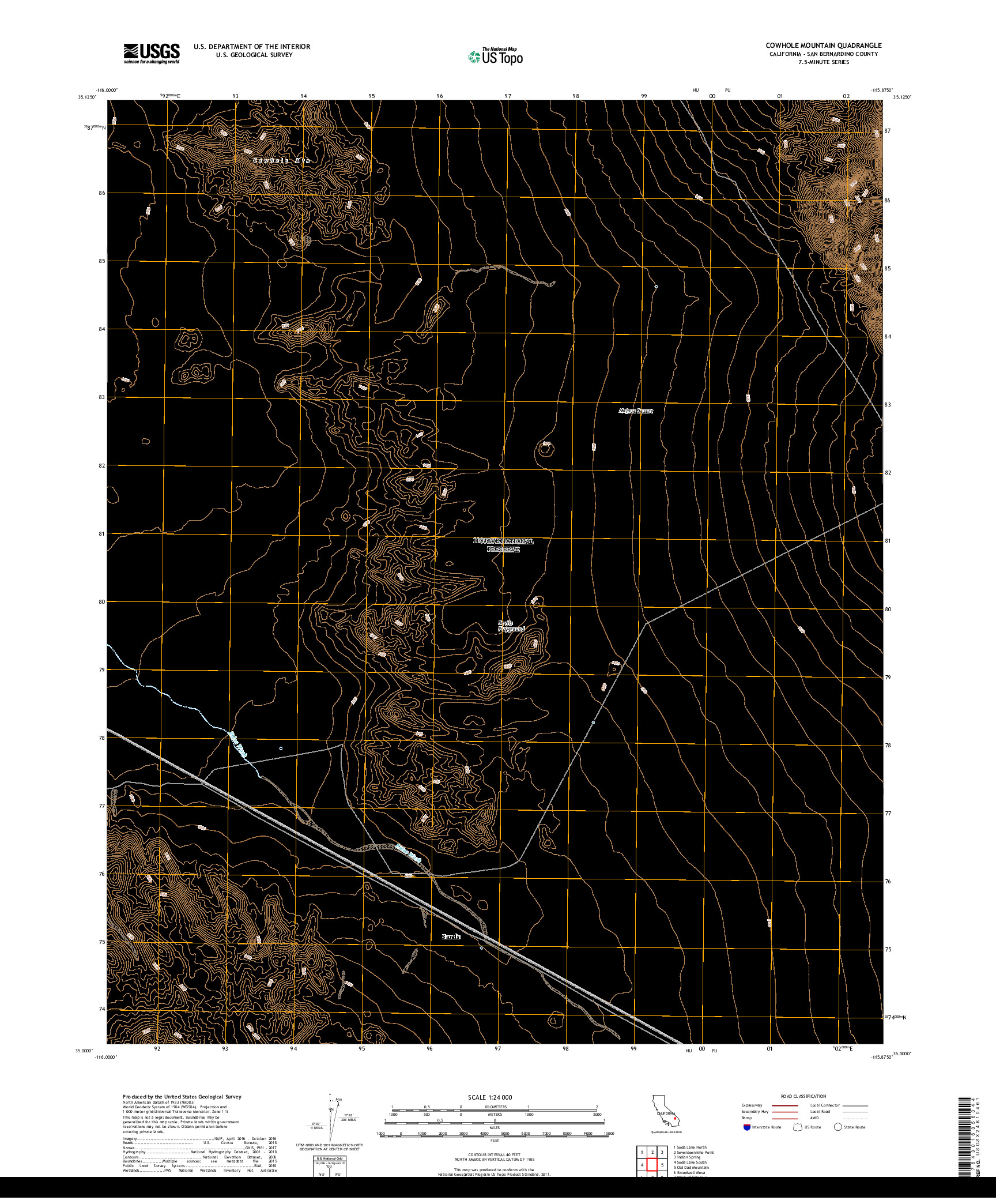 USGS US TOPO 7.5-MINUTE MAP FOR COWHOLE MOUNTAIN, CA 2018