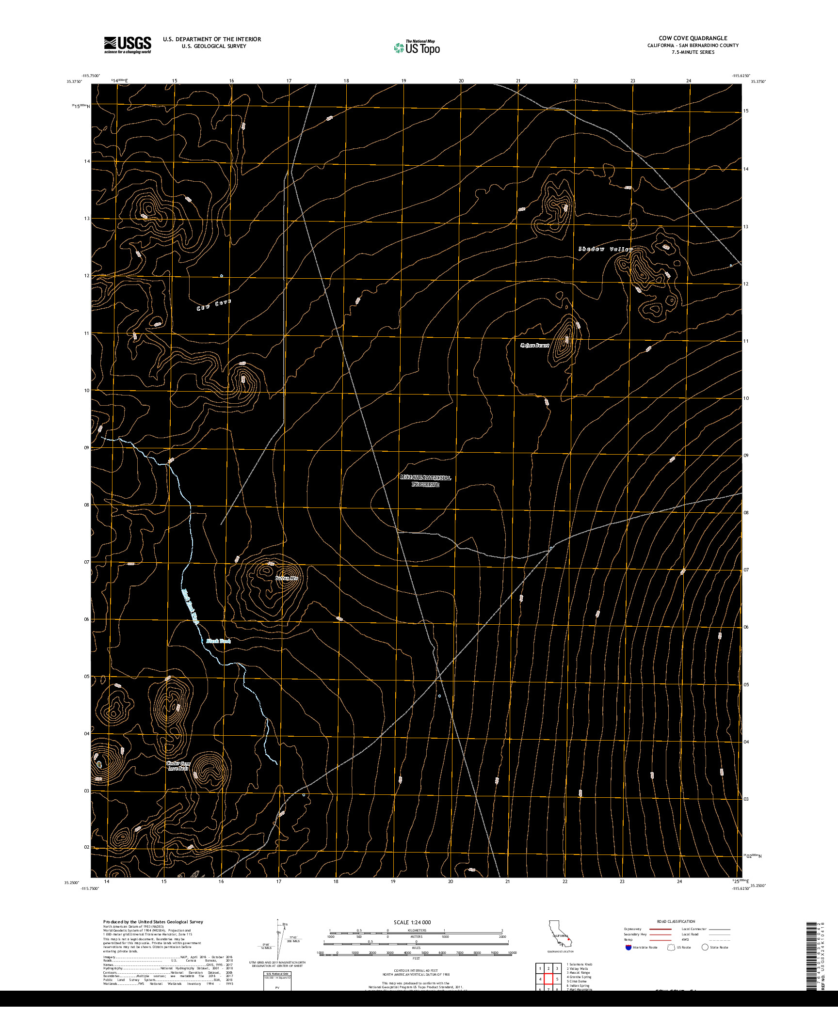 USGS US TOPO 7.5-MINUTE MAP FOR COW COVE, CA 2018