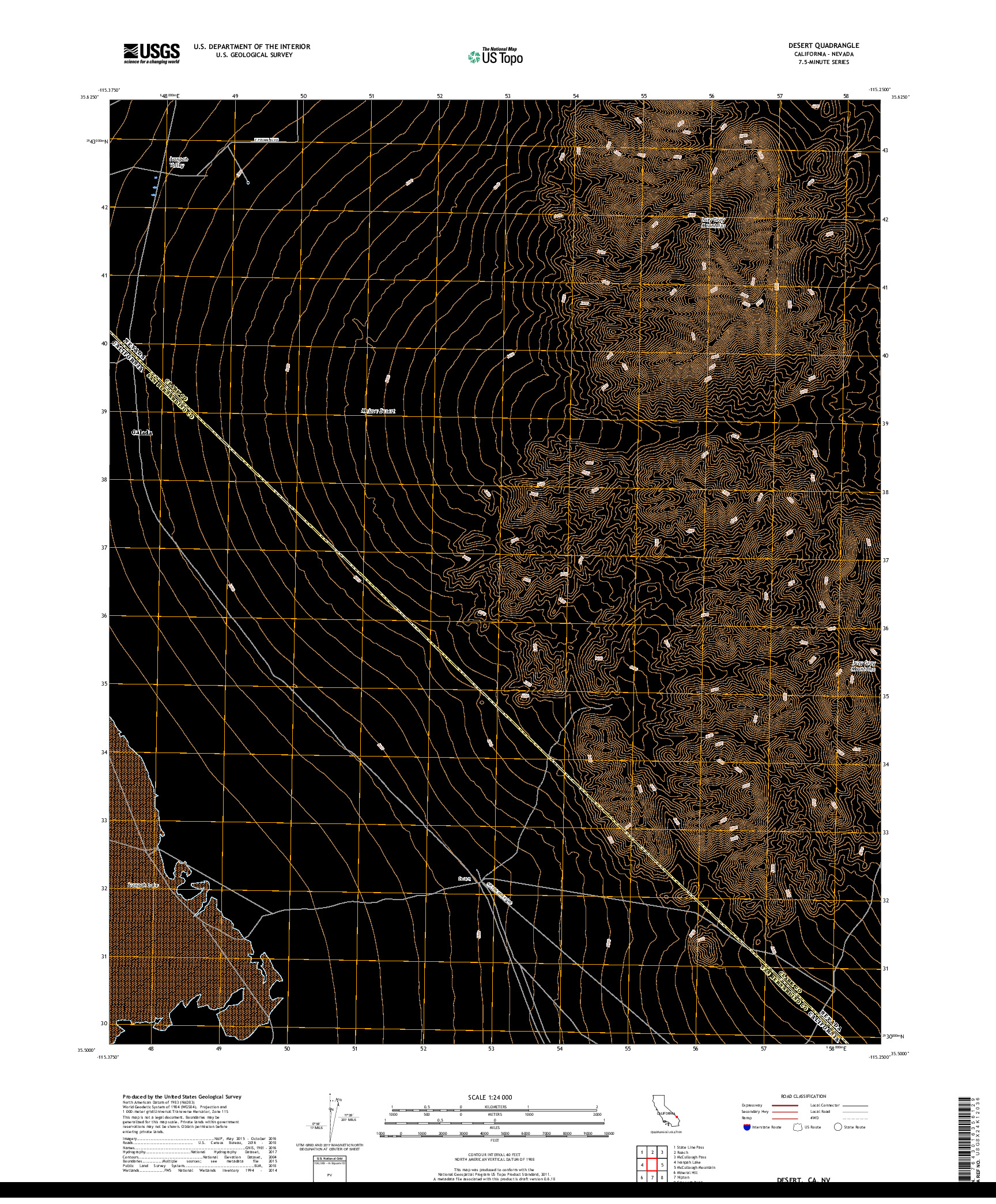 USGS US TOPO 7.5-MINUTE MAP FOR DESERT, CA,NV 2018