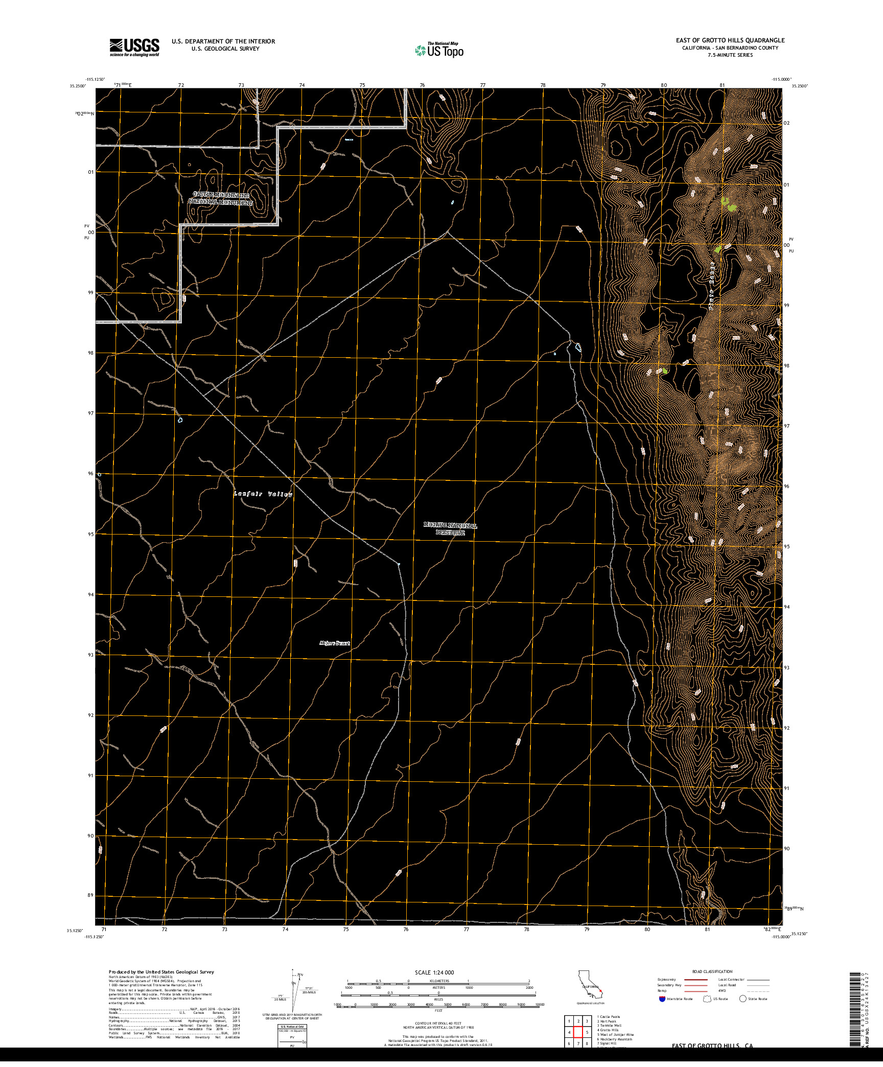 USGS US TOPO 7.5-MINUTE MAP FOR EAST OF GROTTO HILLS, CA 2018