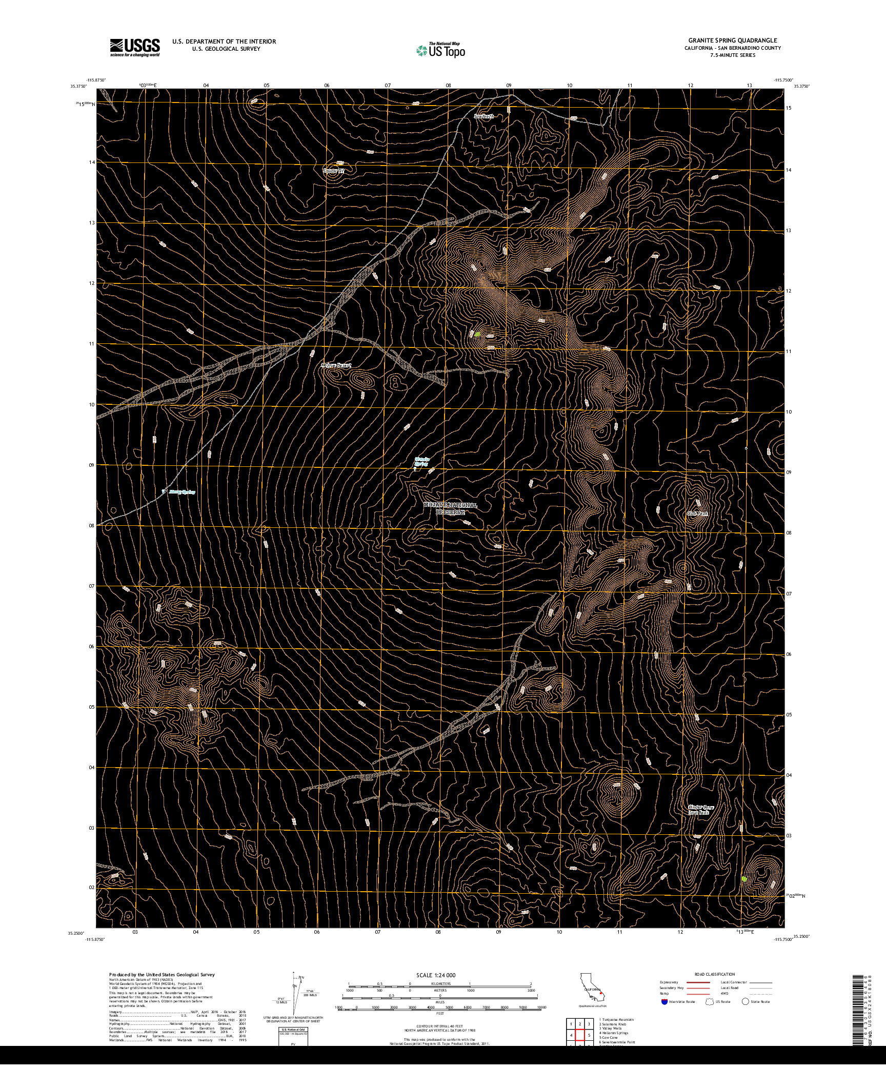 USGS US TOPO 7.5-MINUTE MAP FOR GRANITE SPRING, CA 2018