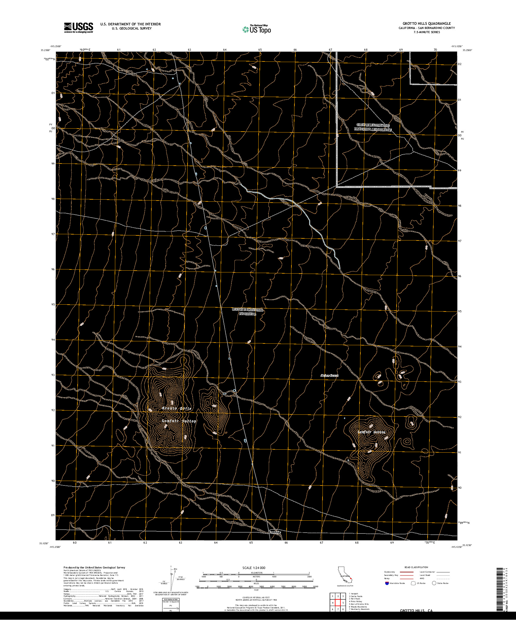 USGS US TOPO 7.5-MINUTE MAP FOR GROTTO HILLS, CA 2018