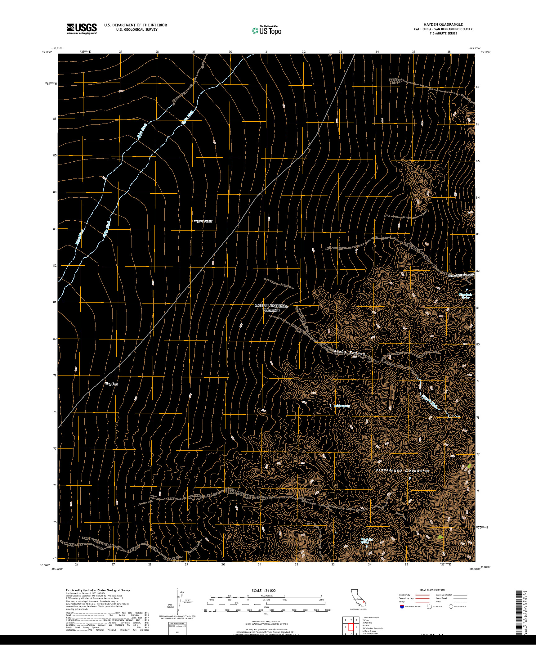 USGS US TOPO 7.5-MINUTE MAP FOR HAYDEN, CA 2018