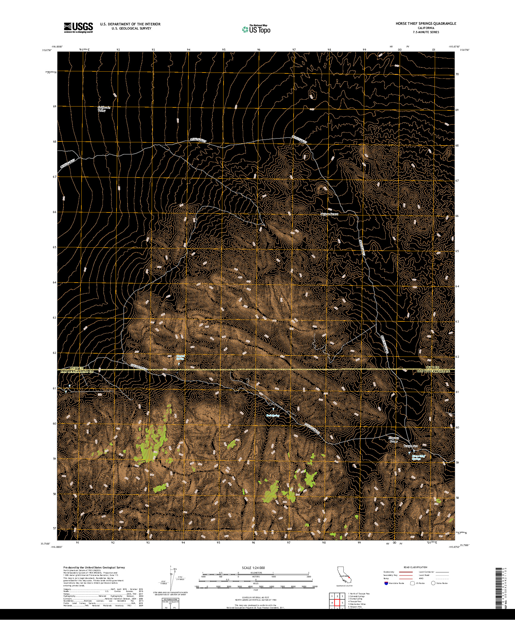 USGS US TOPO 7.5-MINUTE MAP FOR HORSE THIEF SPRINGS, CA 2018