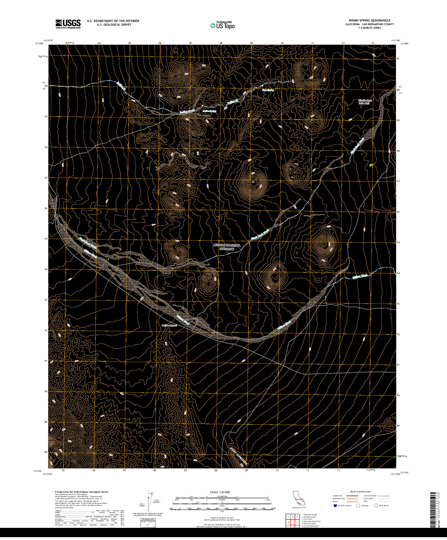 USGS US TOPO 7.5-MINUTE MAP FOR INDIAN SPRING, CA 2018