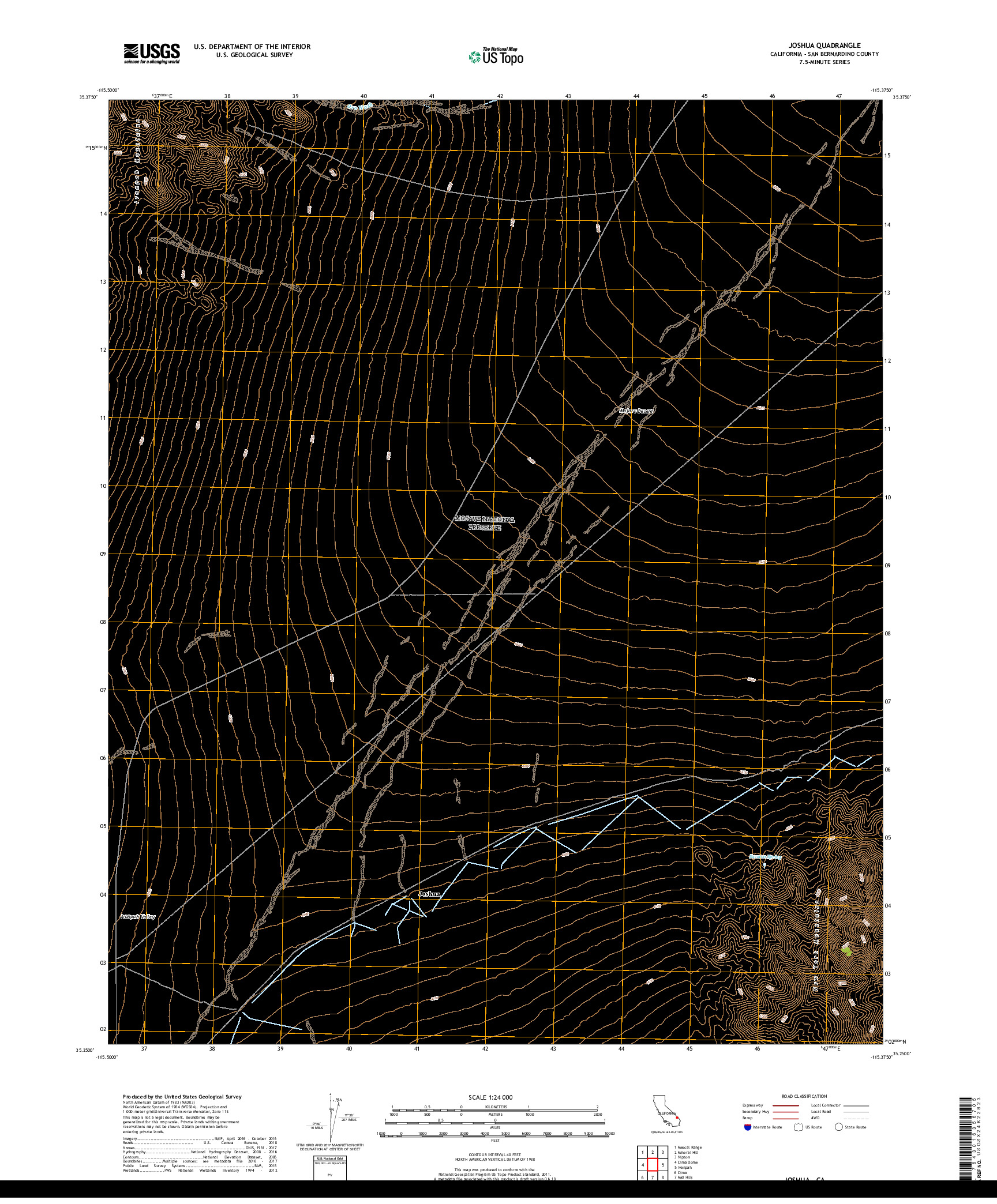 USGS US TOPO 7.5-MINUTE MAP FOR JOSHUA, CA 2018