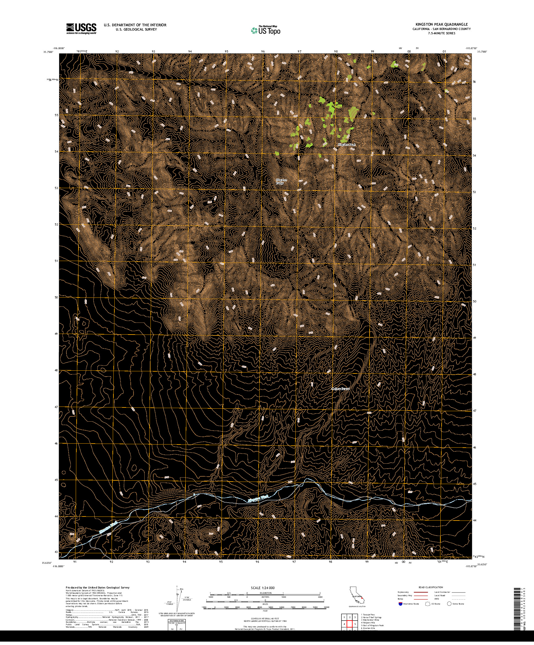 USGS US TOPO 7.5-MINUTE MAP FOR KINGSTON PEAK, CA 2018