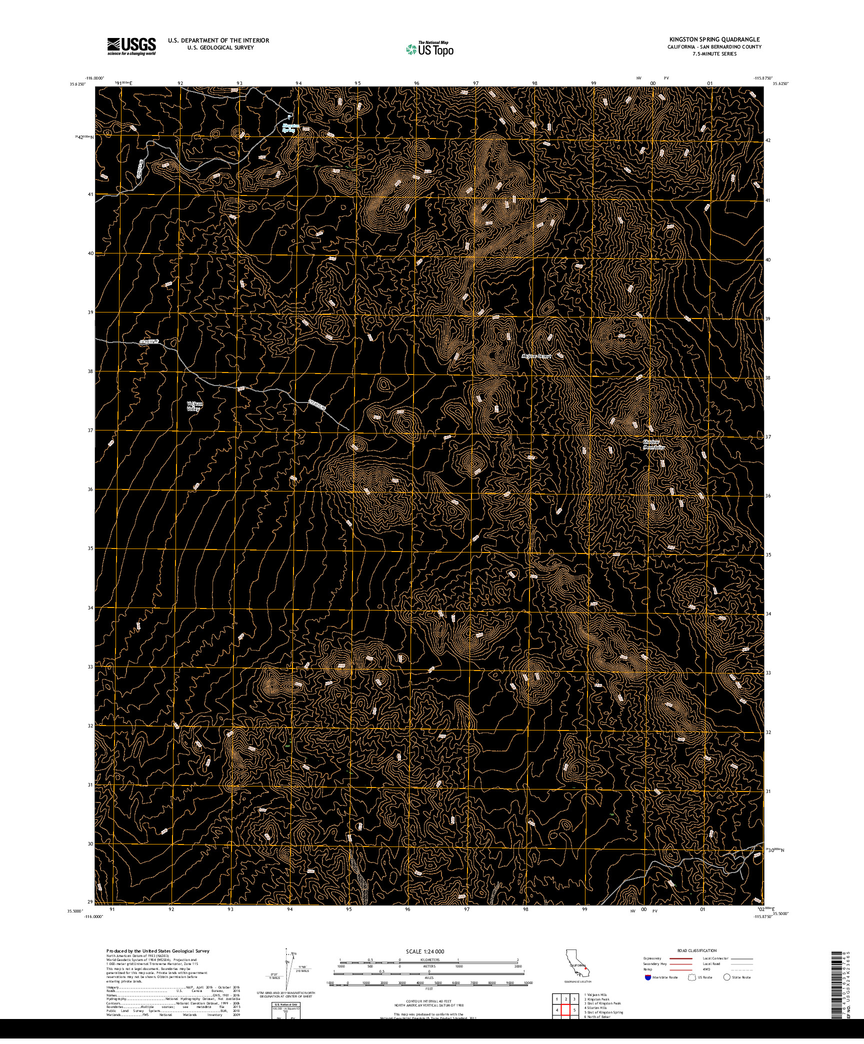 USGS US TOPO 7.5-MINUTE MAP FOR KINGSTON SPRING, CA 2018