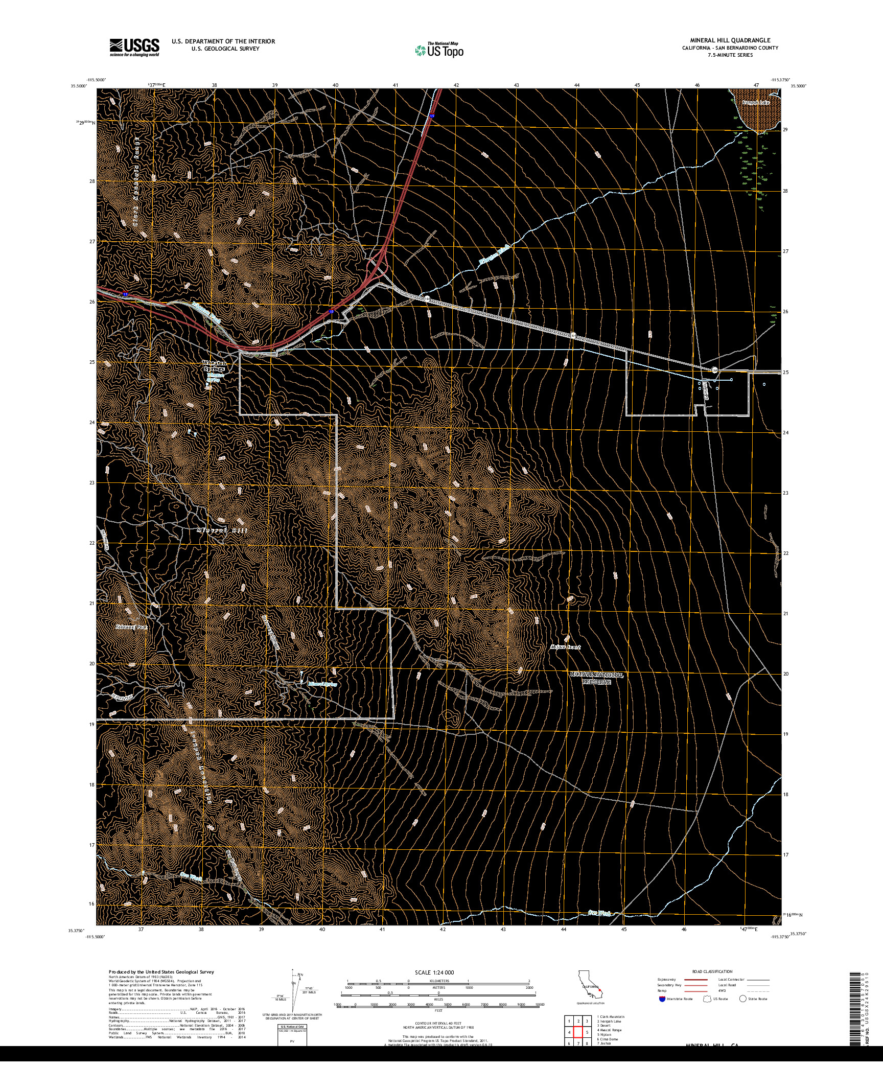 USGS US TOPO 7.5-MINUTE MAP FOR MINERAL HILL, CA 2018
