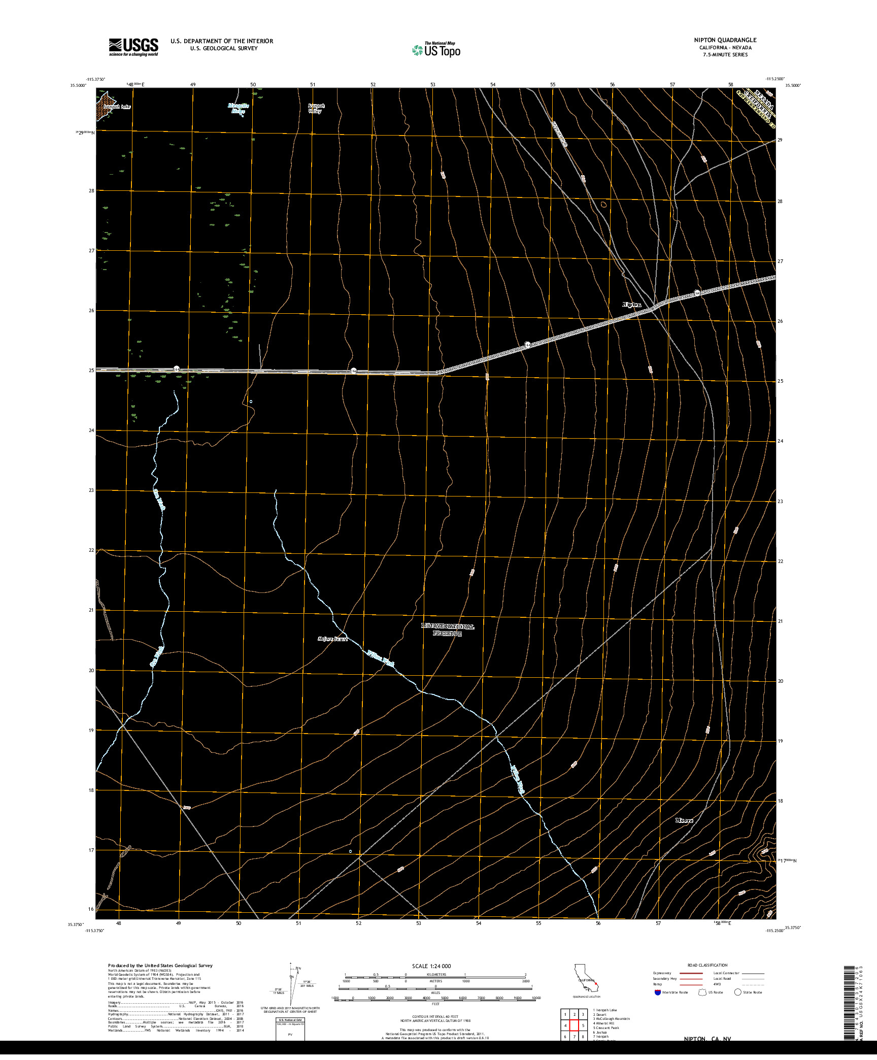 USGS US TOPO 7.5-MINUTE MAP FOR NIPTON, CA,NV 2018