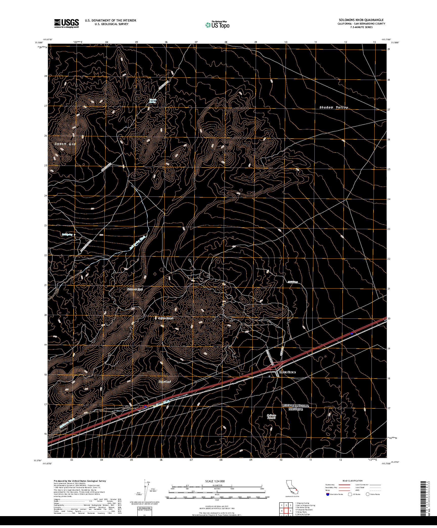 USGS US TOPO 7.5-MINUTE MAP FOR SOLOMONS KNOB, CA 2018