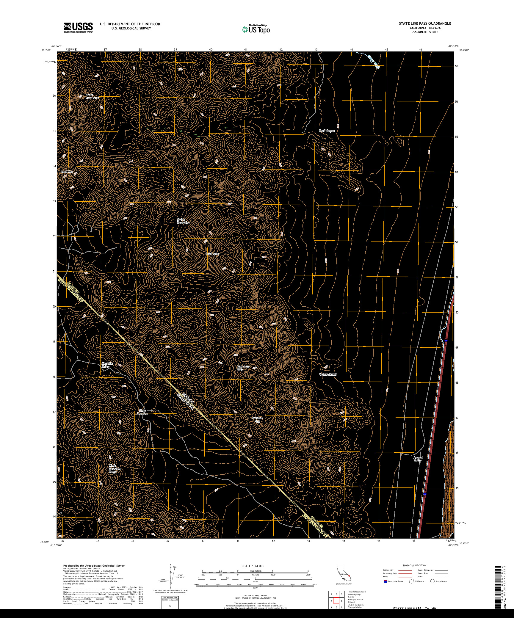 USGS US TOPO 7.5-MINUTE MAP FOR STATE LINE PASS, CA,NV 2018