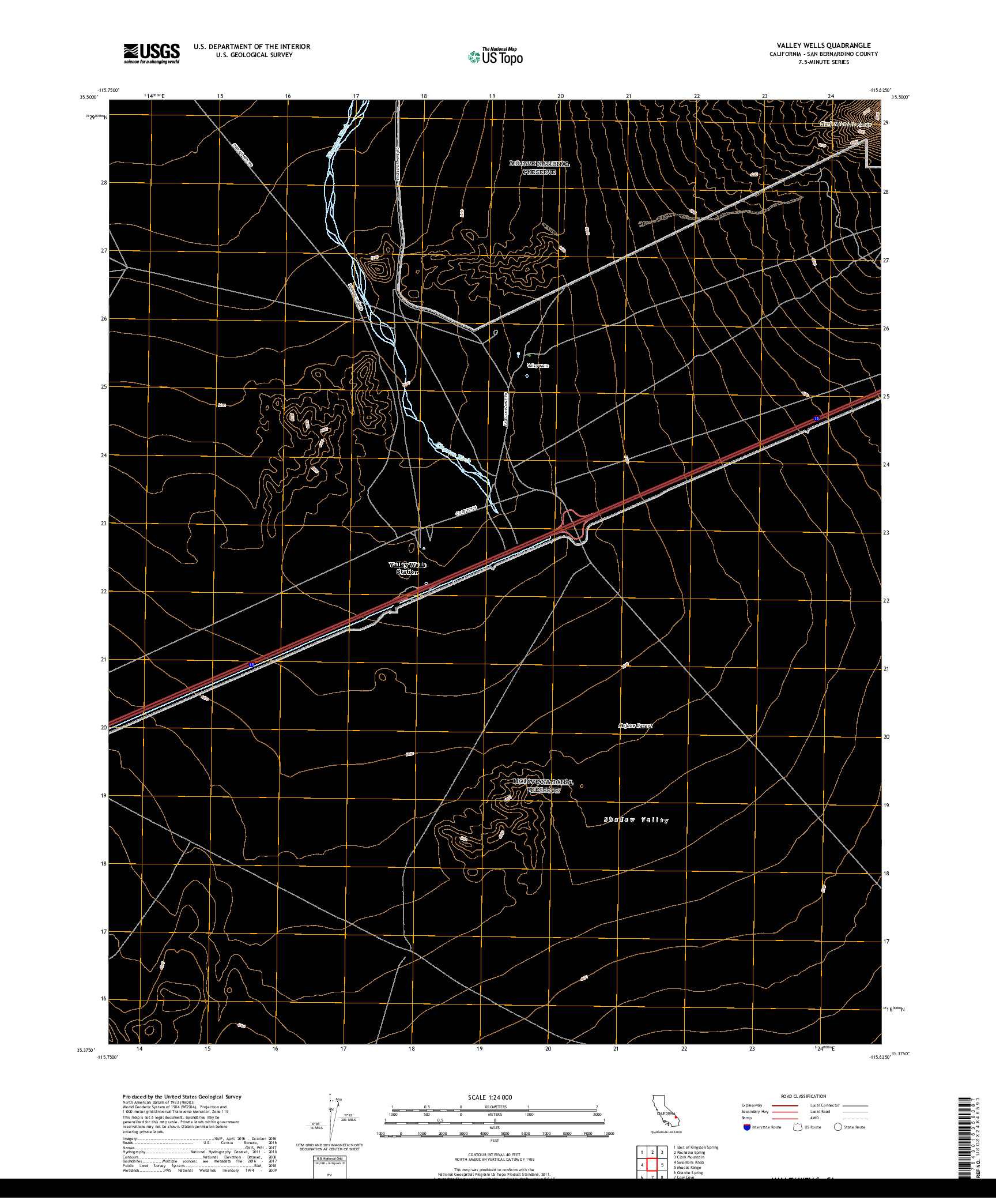 USGS US TOPO 7.5-MINUTE MAP FOR VALLEY WELLS, CA 2018