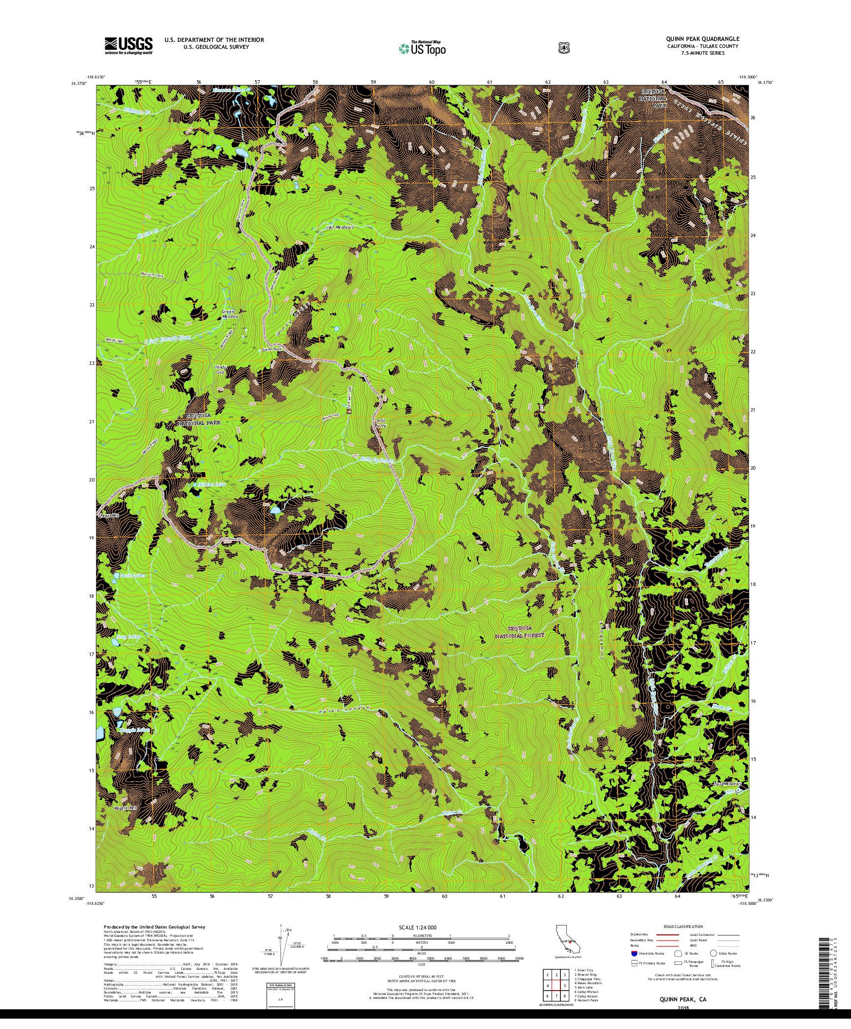 USGS US TOPO 7.5-MINUTE MAP FOR QUINN PEAK, CA 2018