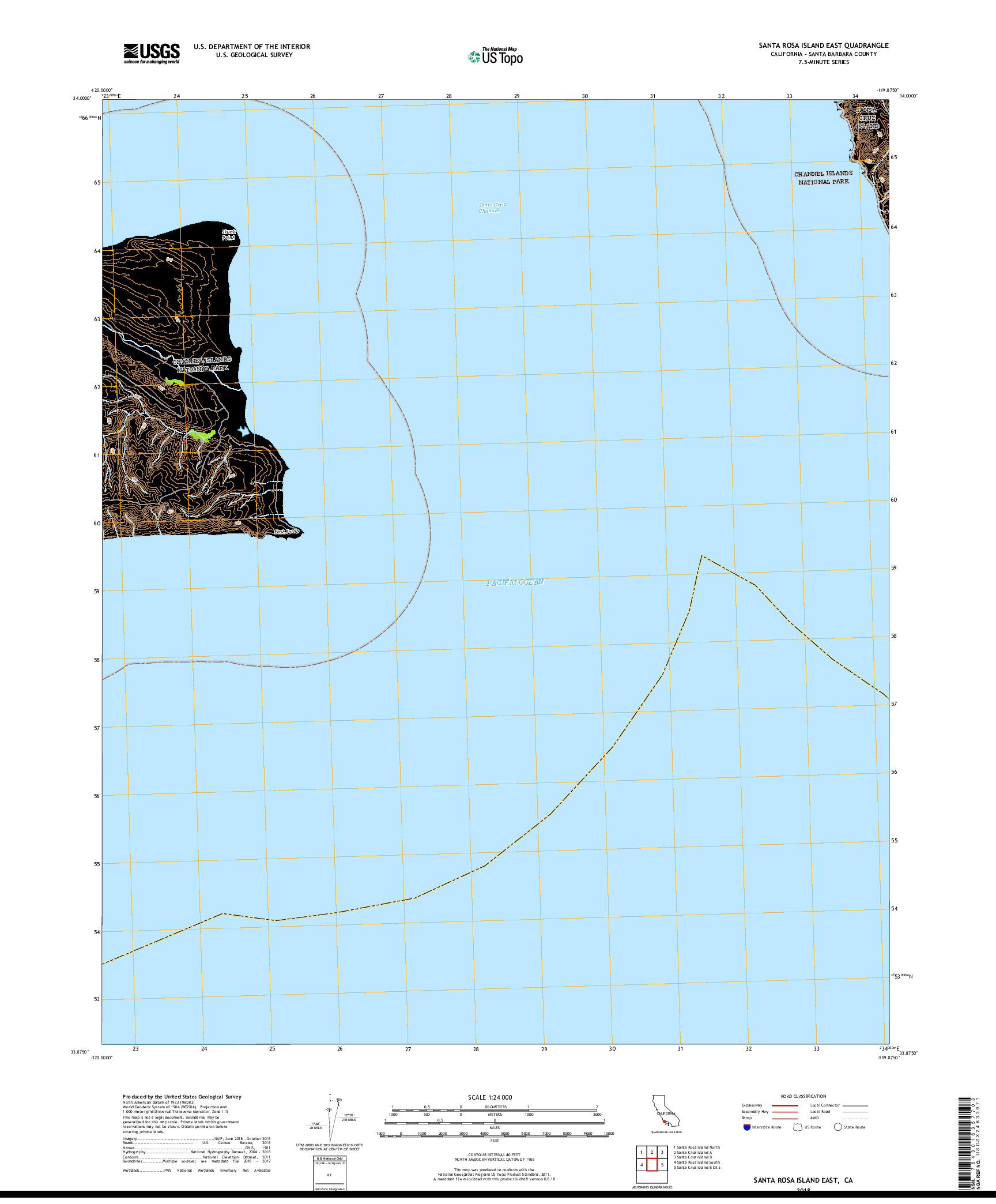 USGS US TOPO 7.5-MINUTE MAP FOR SANTA ROSA ISLAND EAST, CA 2018