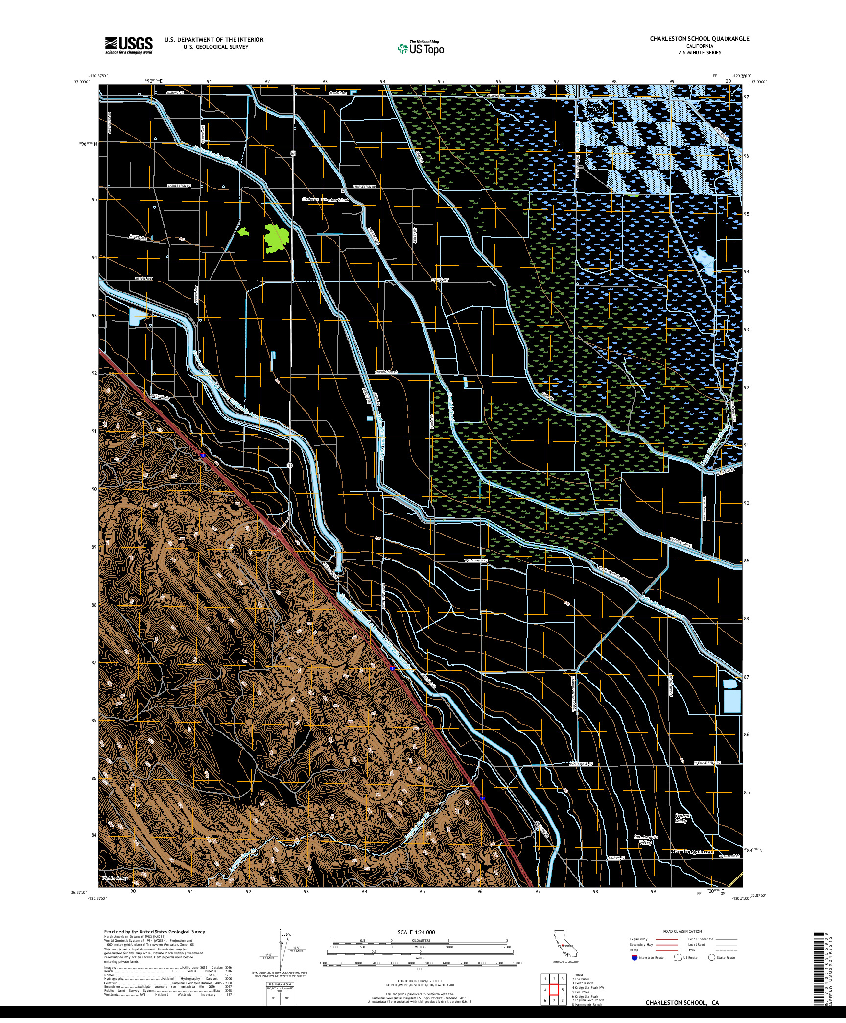 USGS US TOPO 7.5-MINUTE MAP FOR CHARLESTON SCHOOL, CA 2018