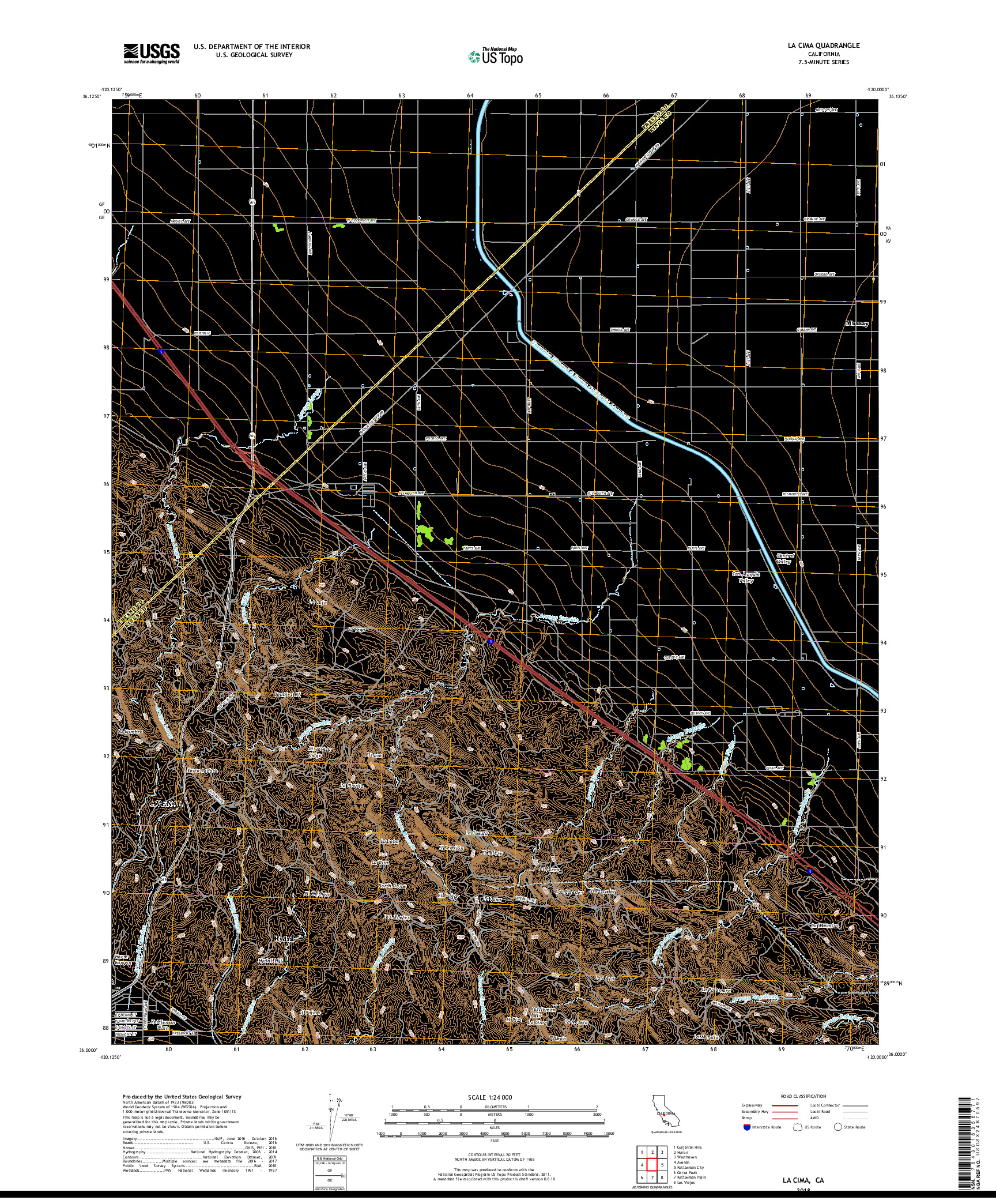 USGS US TOPO 7.5-MINUTE MAP FOR LA CIMA, CA 2018