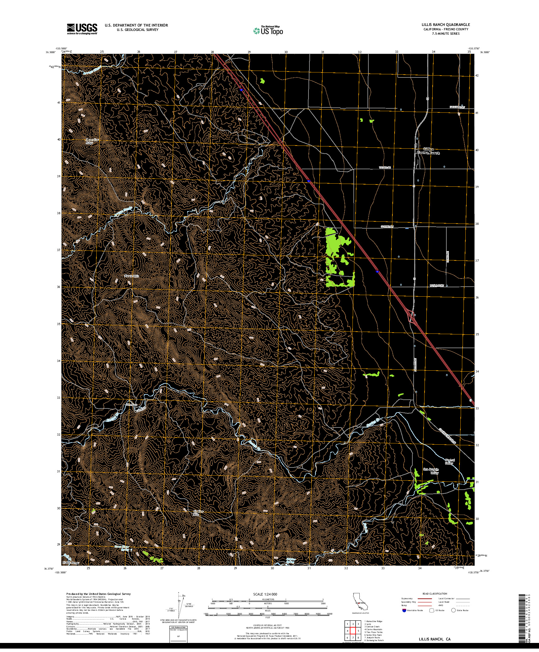USGS US TOPO 7.5-MINUTE MAP FOR LILLIS RANCH, CA 2018