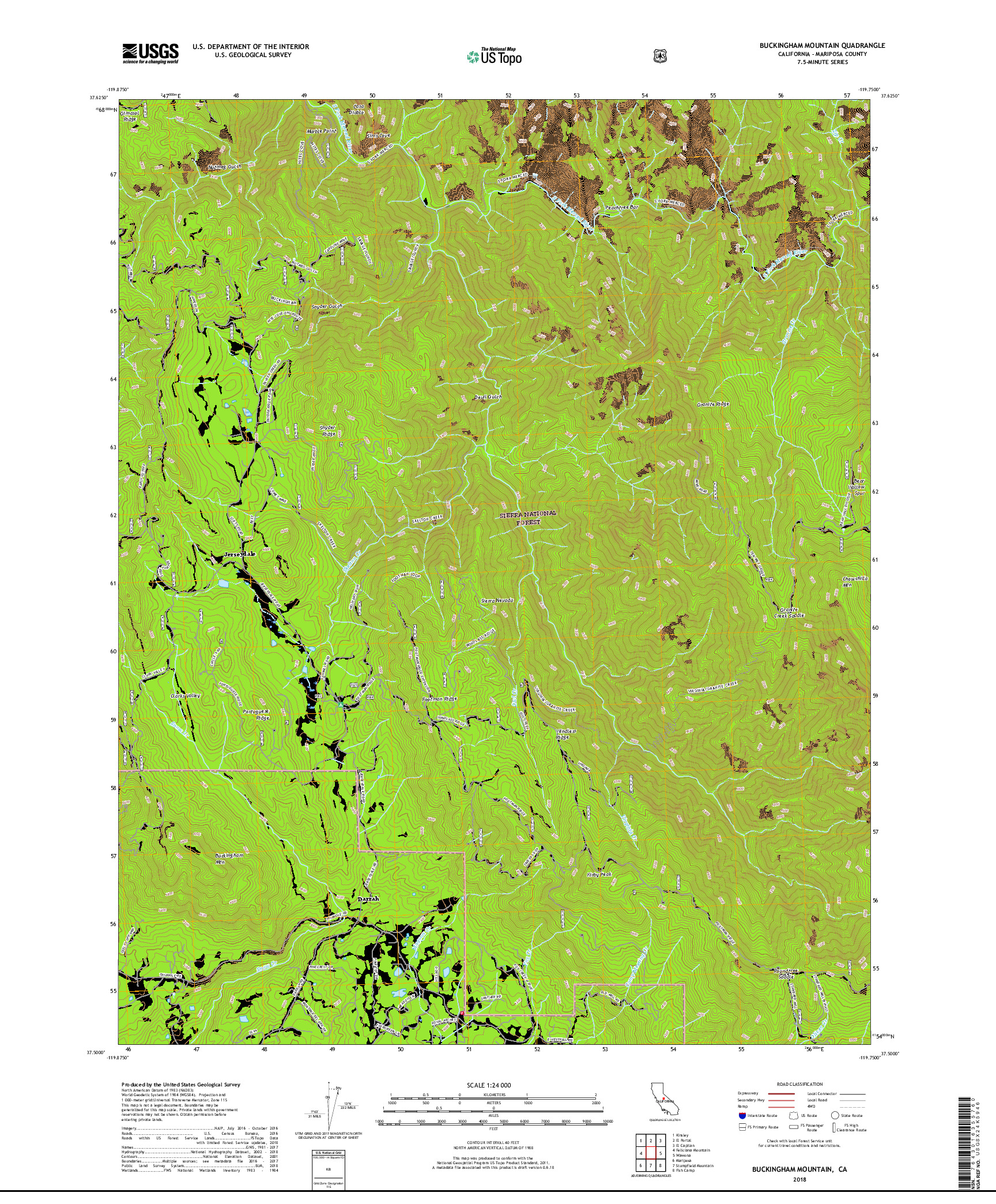 USGS US TOPO 7.5-MINUTE MAP FOR BUCKINGHAM MOUNTAIN, CA 2018