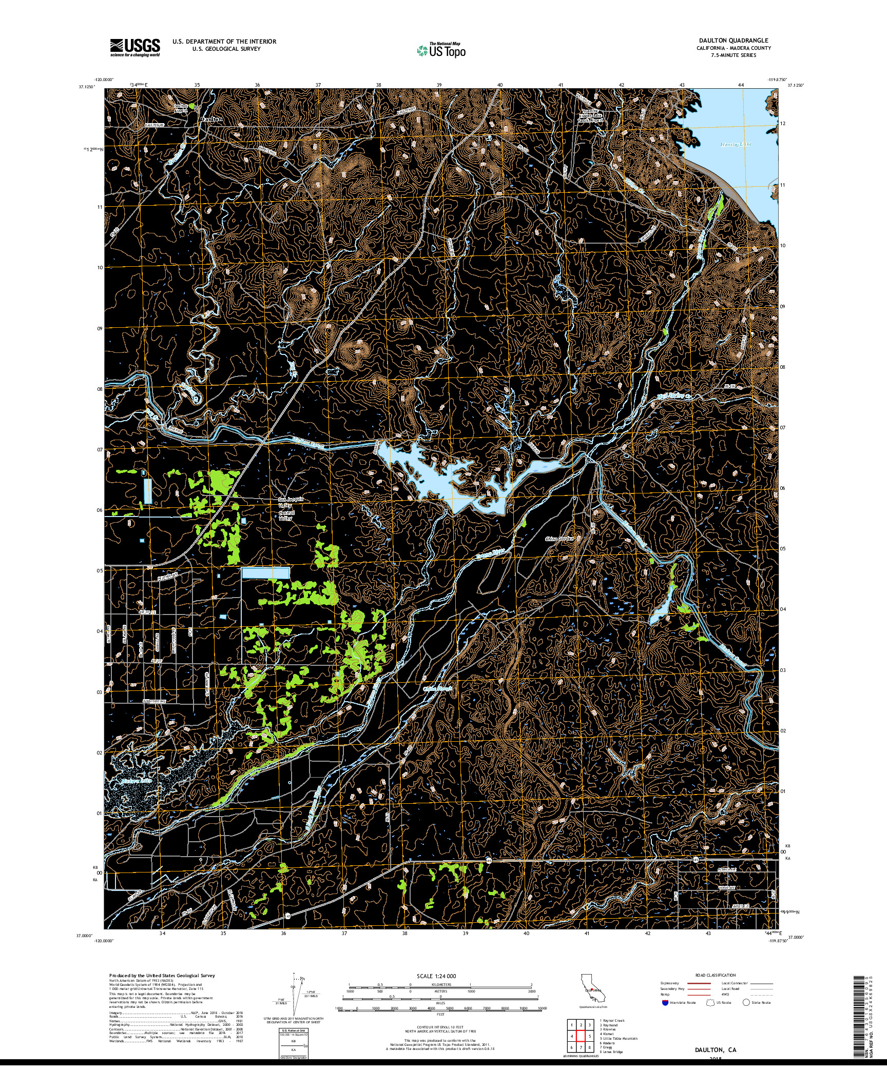 USGS US TOPO 7.5-MINUTE MAP FOR DAULTON, CA 2018
