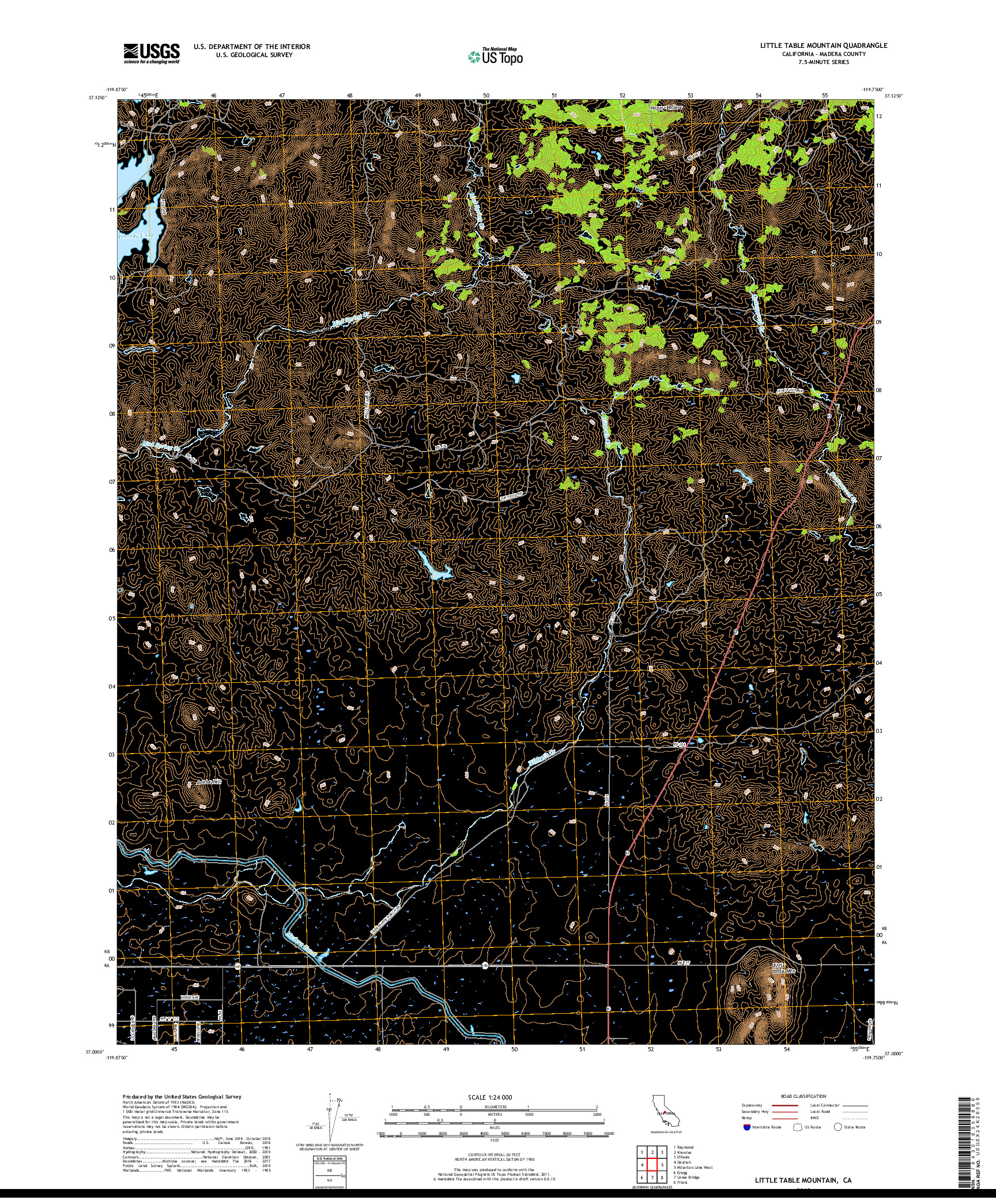 USGS US TOPO 7.5-MINUTE MAP FOR LITTLE TABLE MOUNTAIN, CA 2018