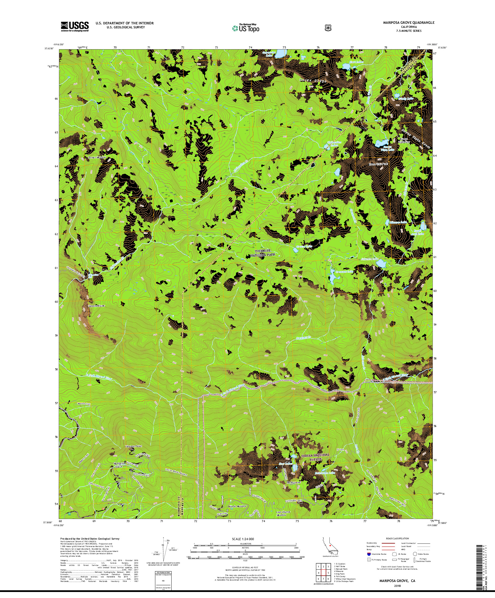 USGS US TOPO 7.5-MINUTE MAP FOR MARIPOSA GROVE, CA 2018