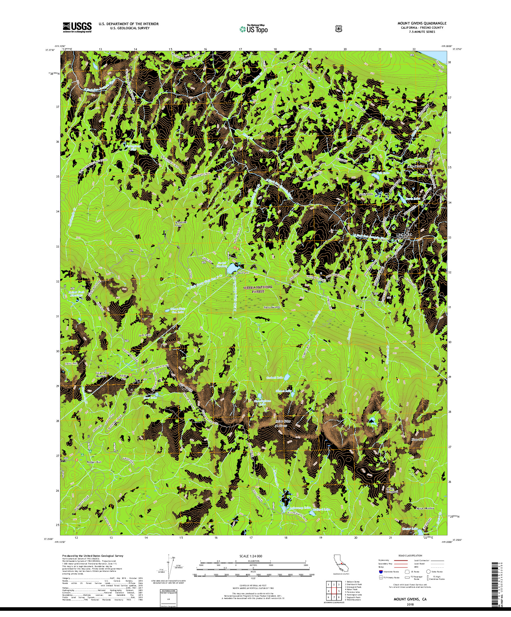 USGS US TOPO 7.5-MINUTE MAP FOR MOUNT GIVENS, CA 2018