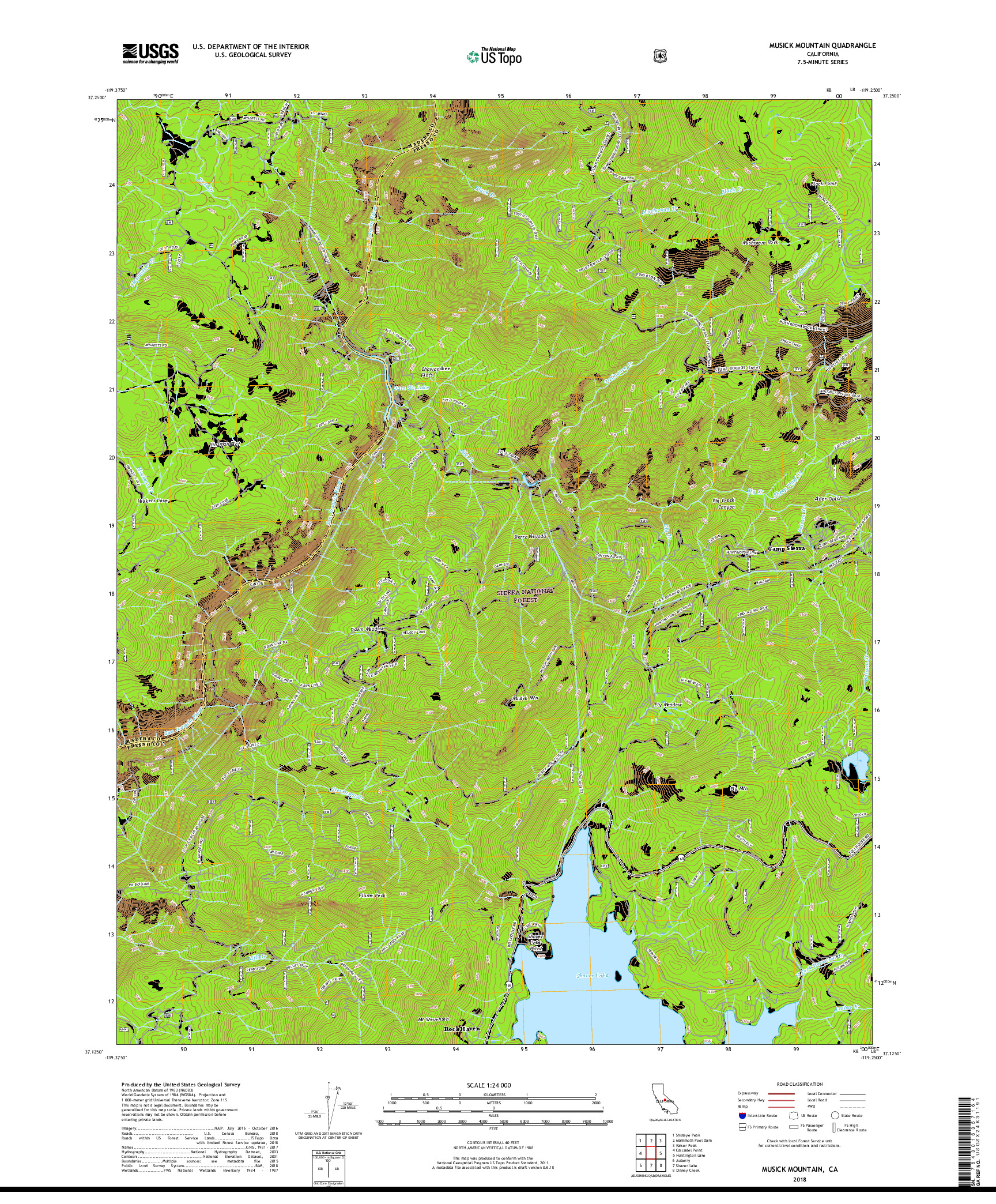 USGS US TOPO 7.5-MINUTE MAP FOR MUSICK MOUNTAIN, CA 2018