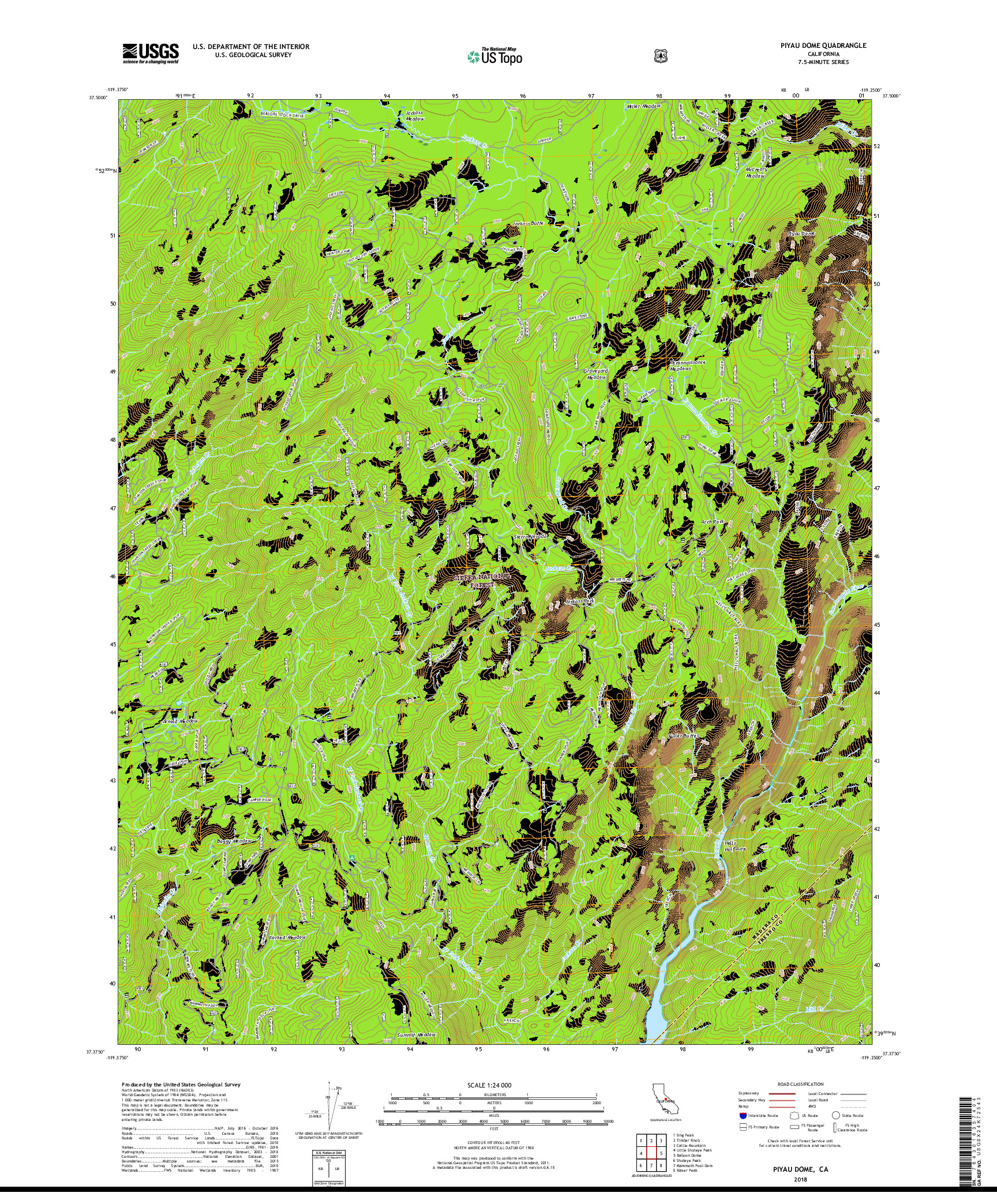 USGS US TOPO 7.5-MINUTE MAP FOR PIYAU DOME, CA 2018