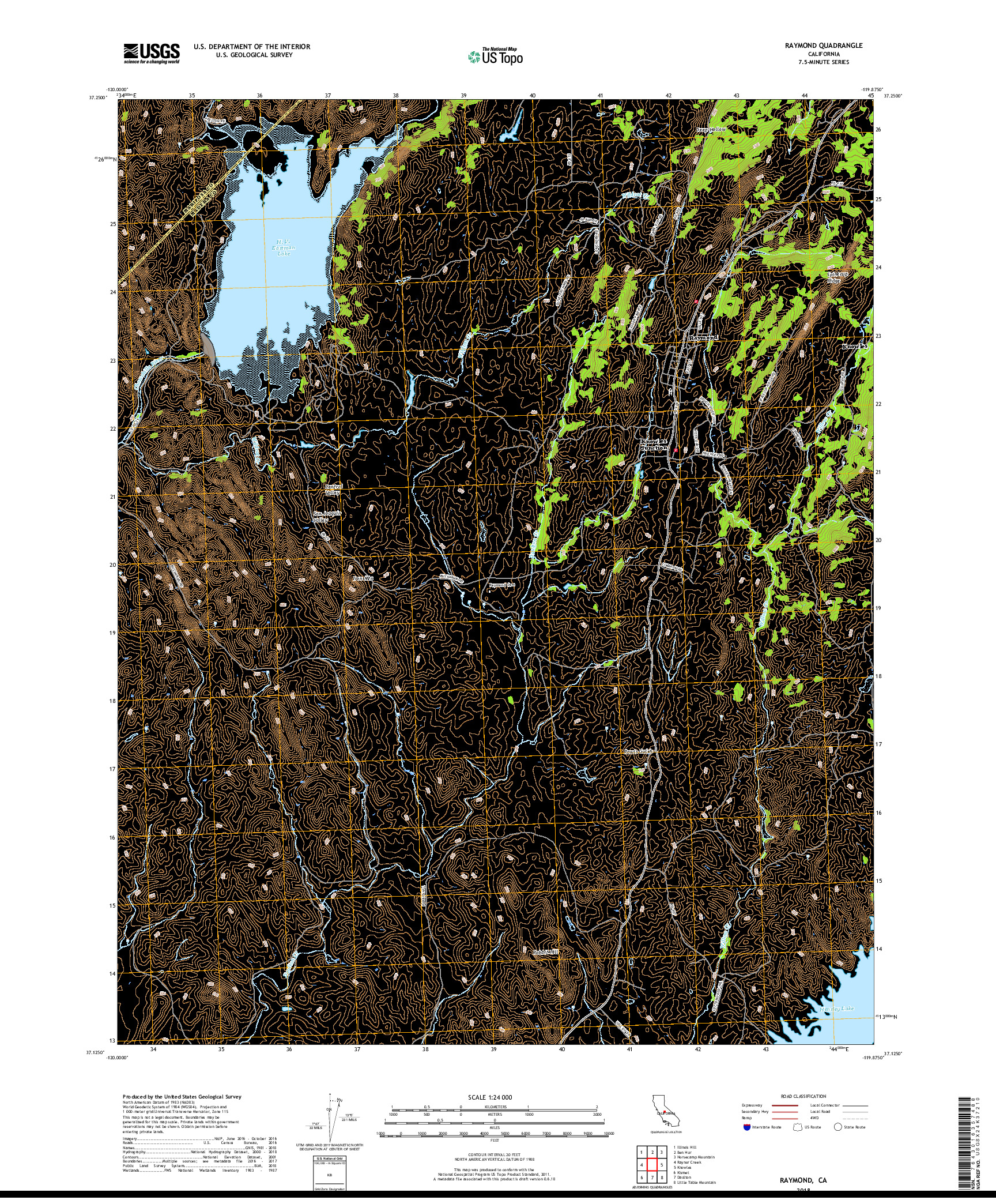 USGS US TOPO 7.5-MINUTE MAP FOR RAYMOND, CA 2018