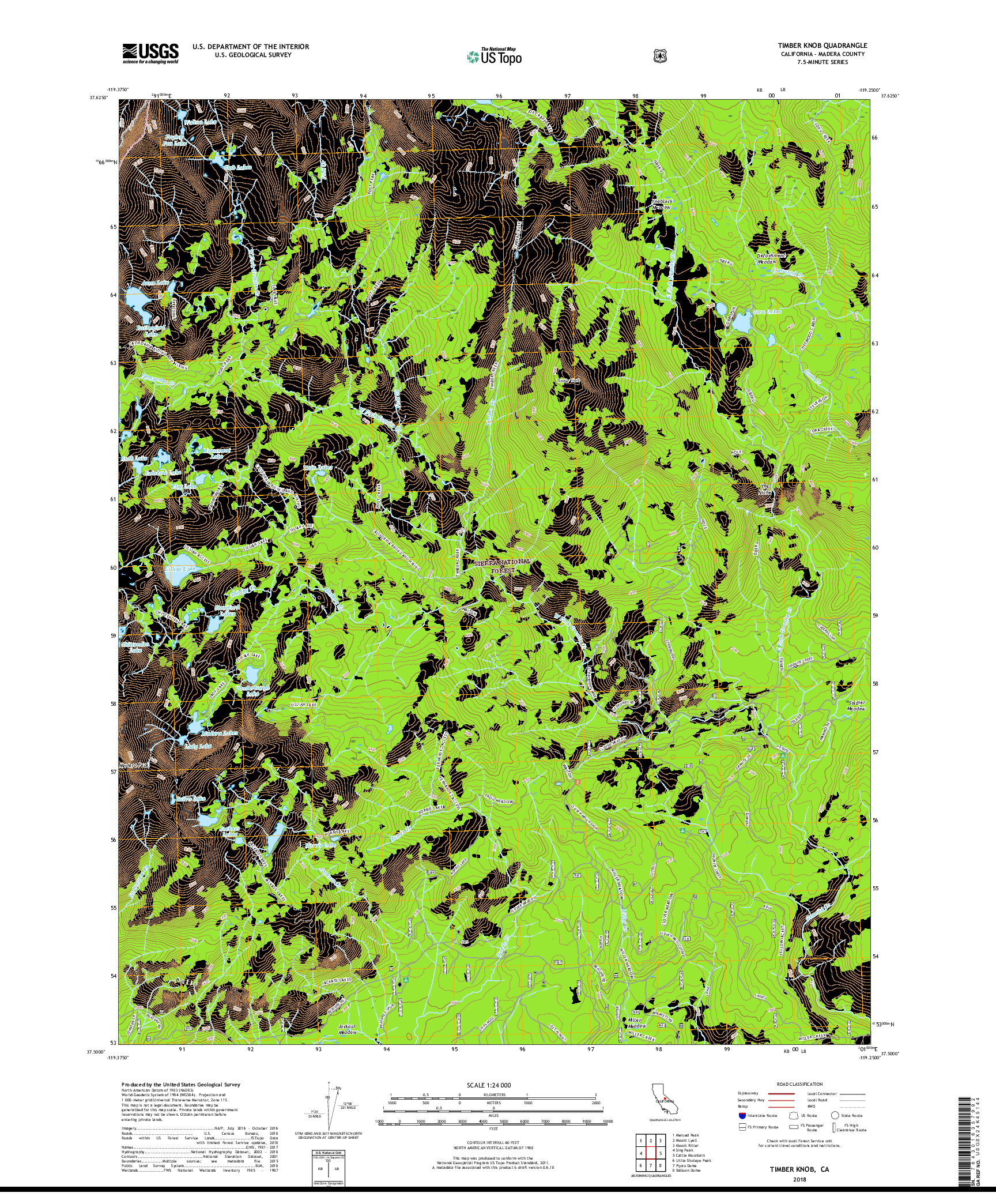 USGS US TOPO 7.5-MINUTE MAP FOR TIMBER KNOB, CA 2018