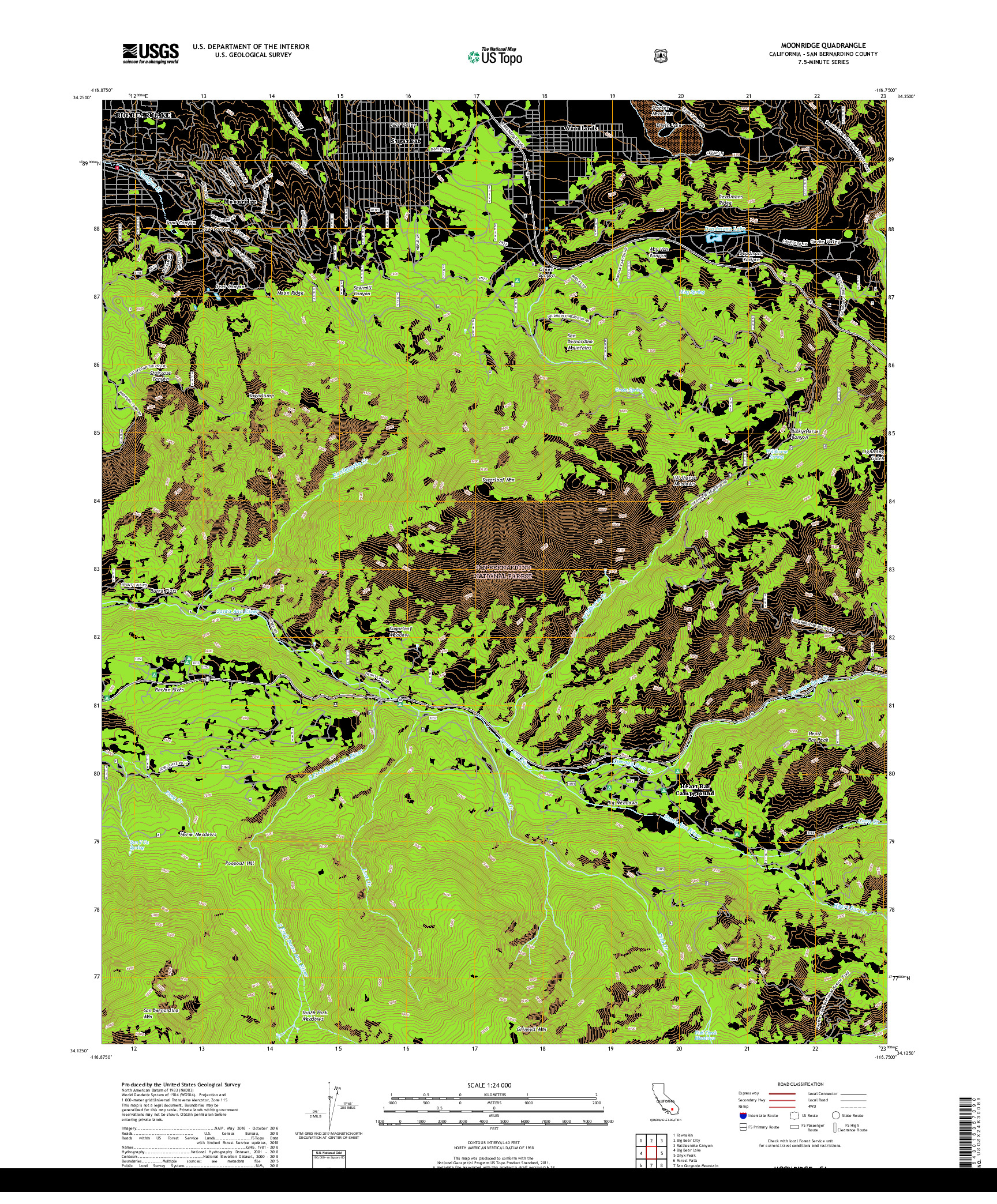 USGS US TOPO 7.5-MINUTE MAP FOR MOONRIDGE, CA 2018