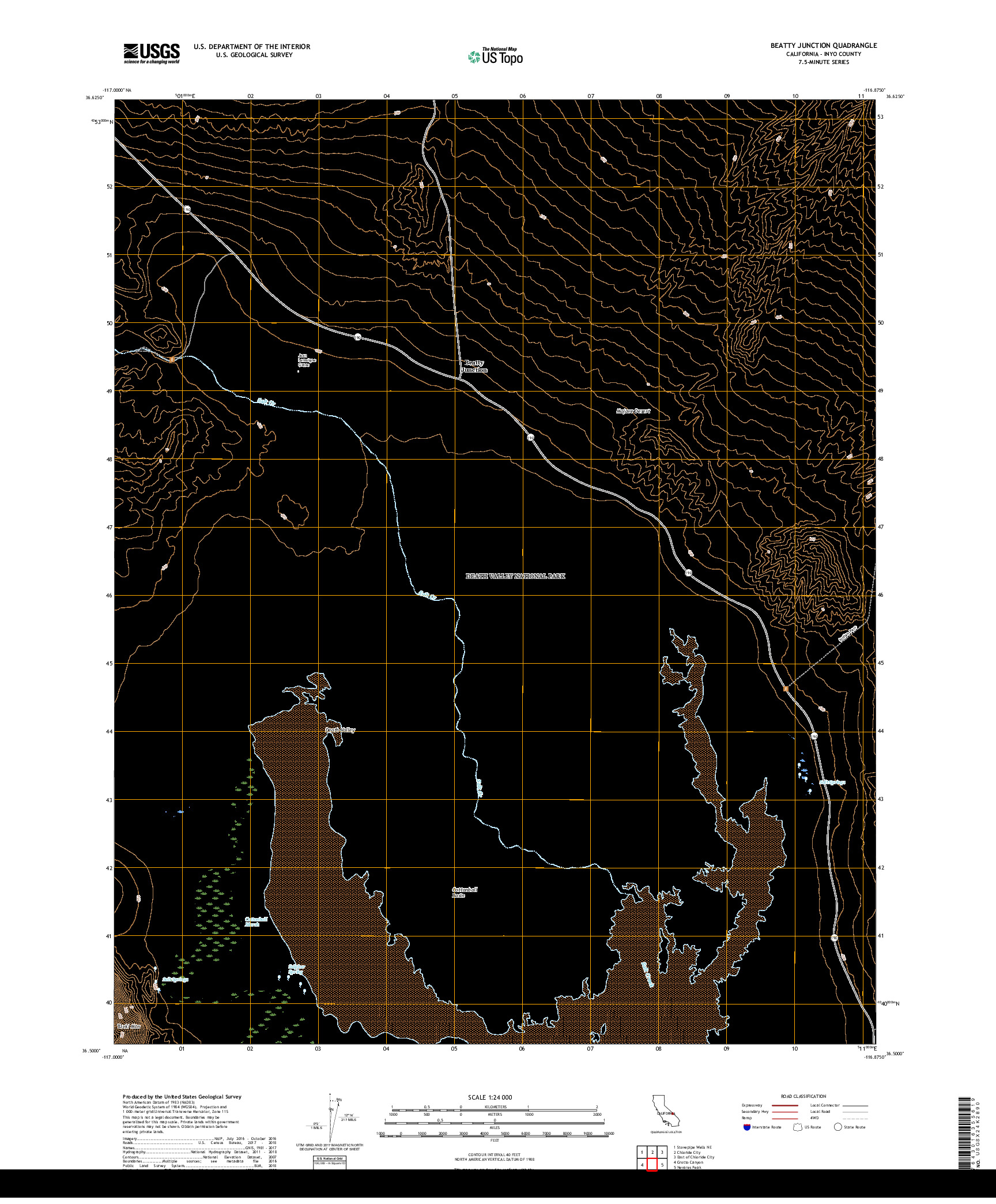 USGS US TOPO 7.5-MINUTE MAP FOR BEATTY JUNCTION, CA 2018