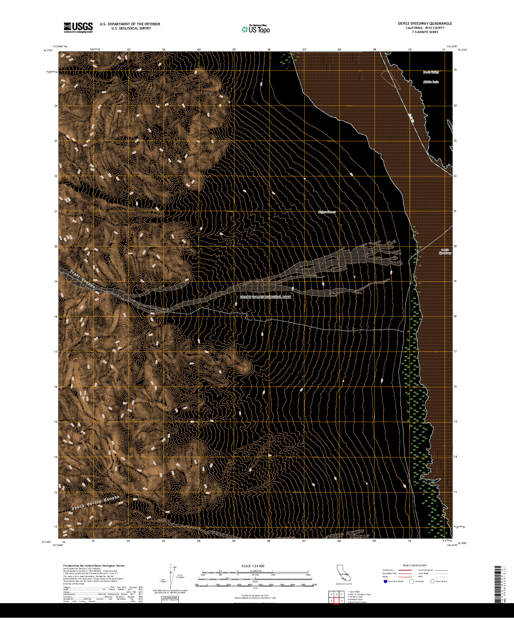 USGS US TOPO 7.5-MINUTE MAP FOR DEVILS SPEEDWAY, CA 2018