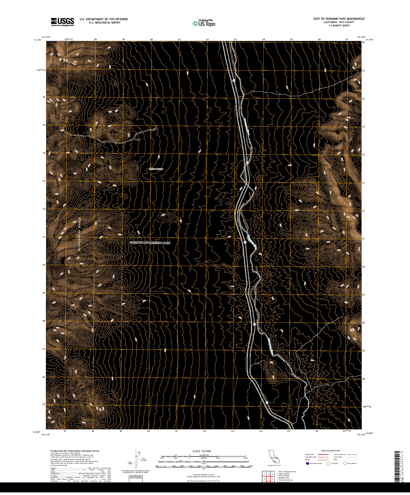 USGS US TOPO 7.5-MINUTE MAP FOR EAST OF DEADMAN PASS, CA 2018