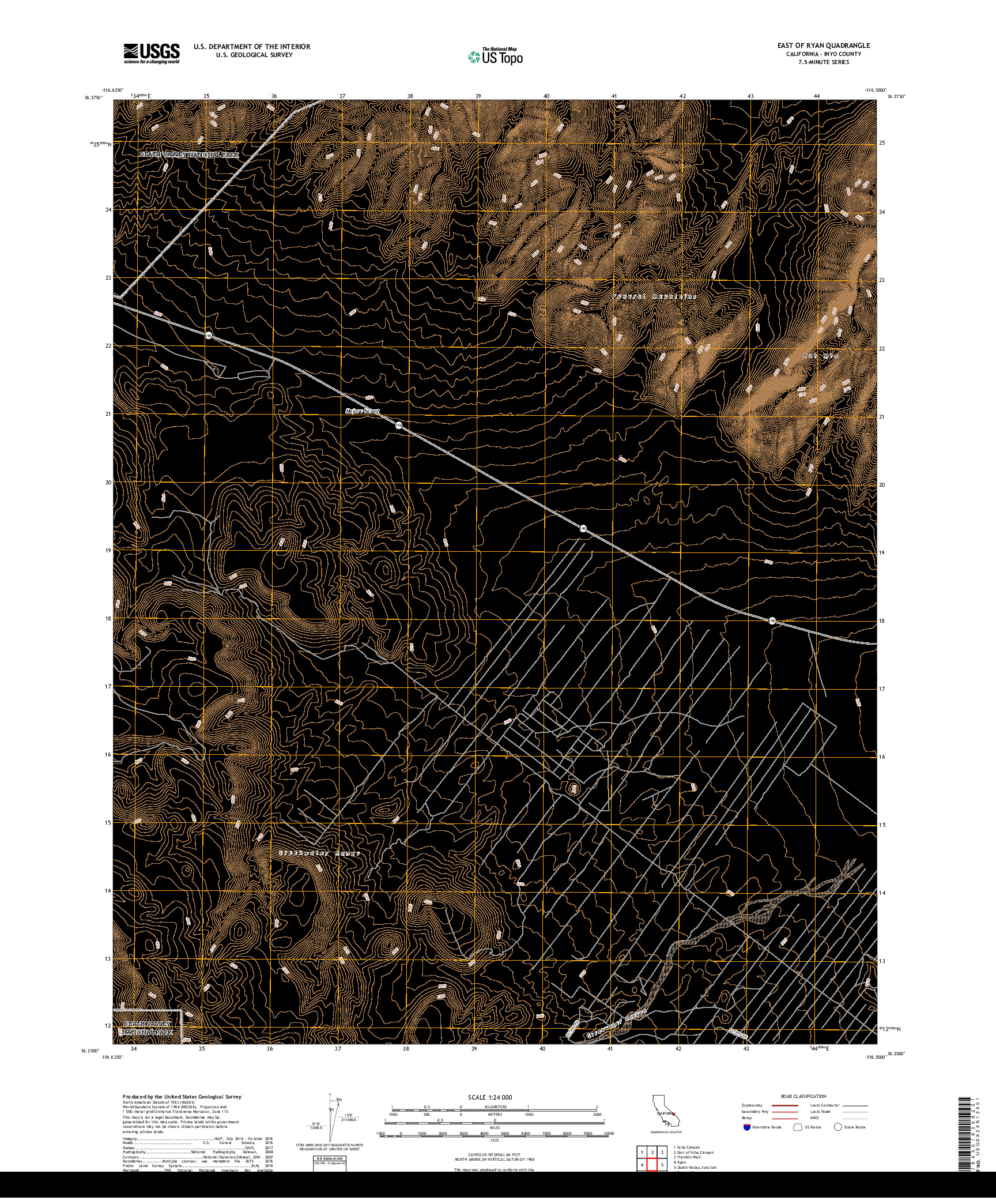 USGS US TOPO 7.5-MINUTE MAP FOR EAST OF RYAN, CA 2018