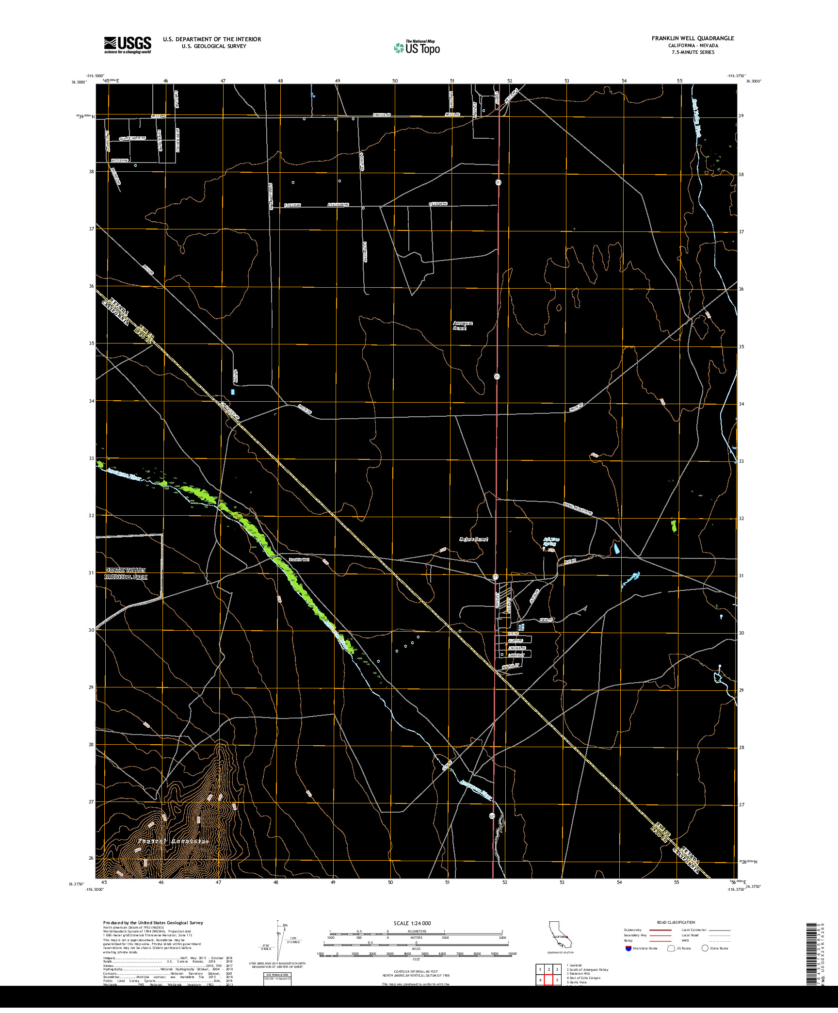 USGS US TOPO 7.5-MINUTE MAP FOR FRANKLIN WELL, CA,NV 2018