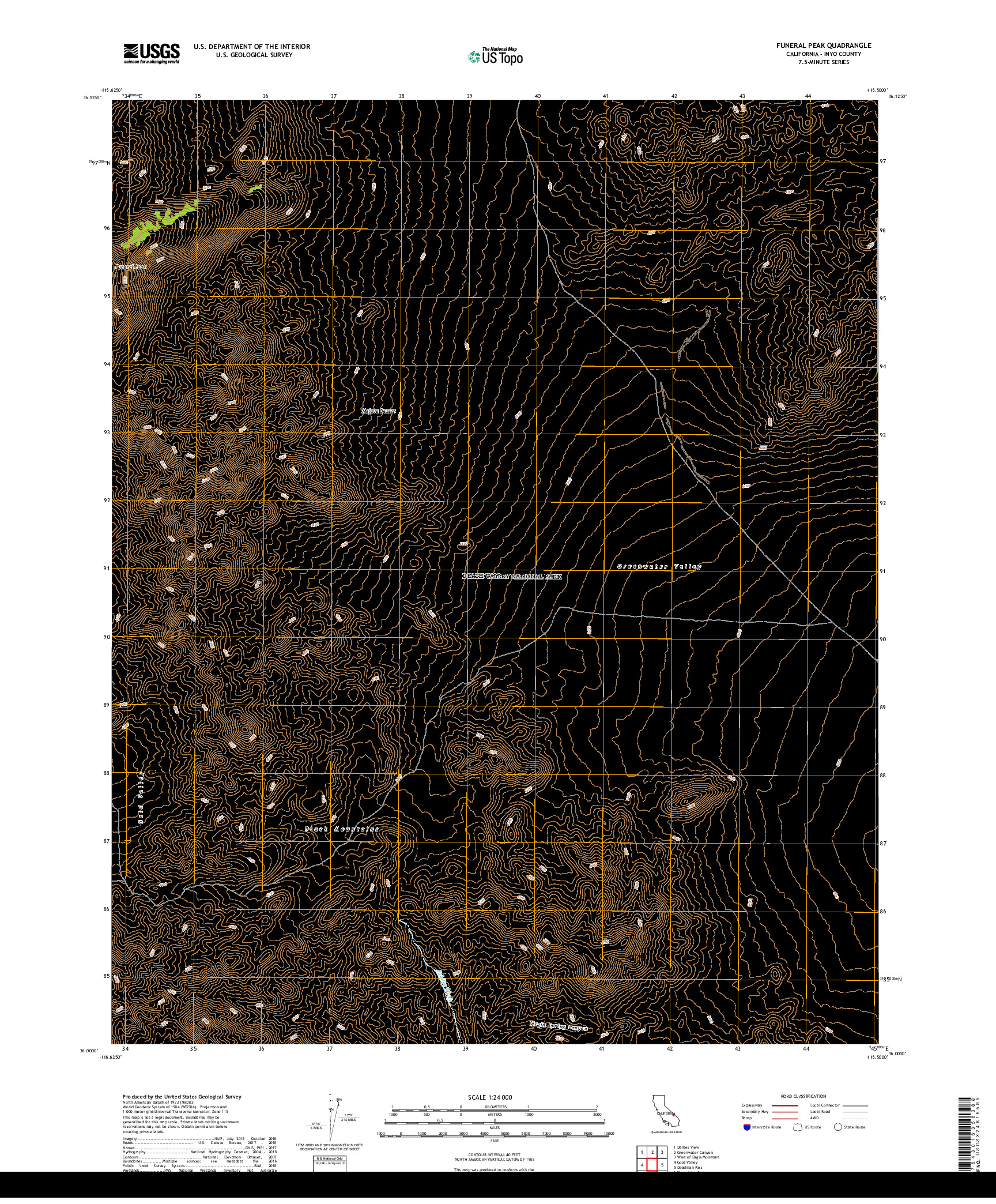 USGS US TOPO 7.5-MINUTE MAP FOR FUNERAL PEAK, CA 2018