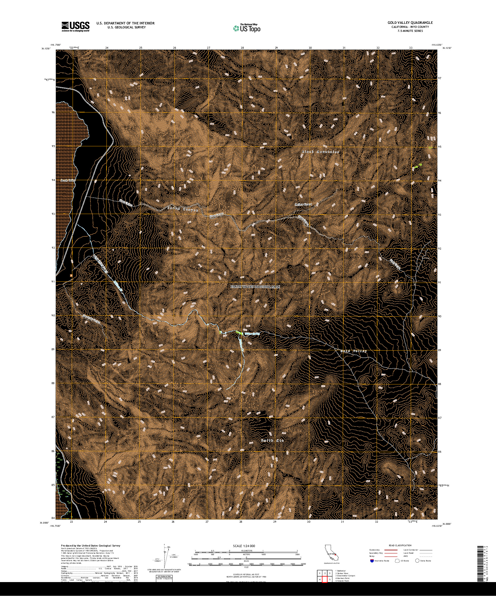 USGS US TOPO 7.5-MINUTE MAP FOR GOLD VALLEY, CA 2018