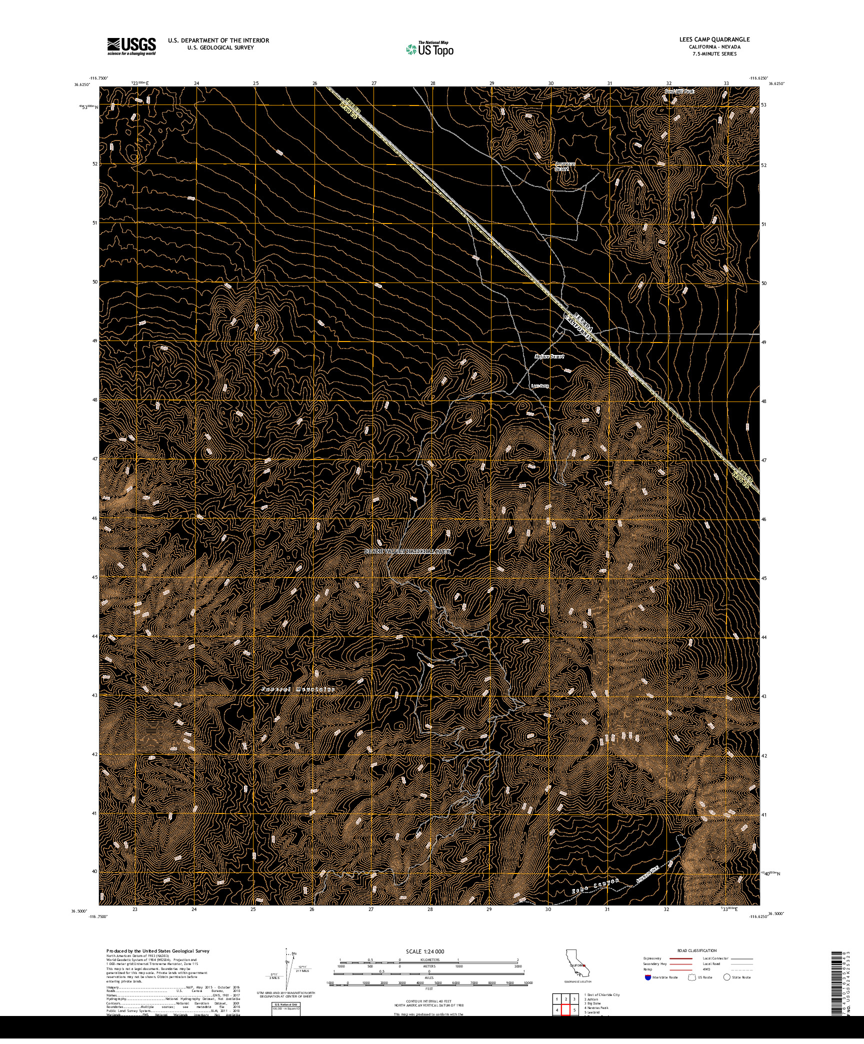 USGS US TOPO 7.5-MINUTE MAP FOR LEES CAMP, CA,NV 2018