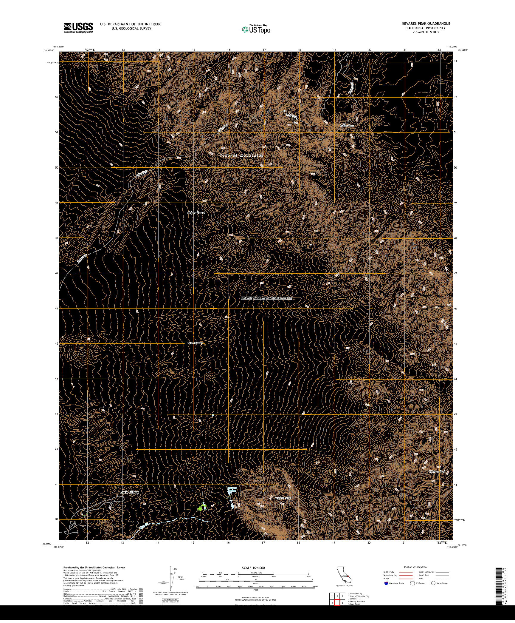 USGS US TOPO 7.5-MINUTE MAP FOR NEVARES PEAK, CA 2018