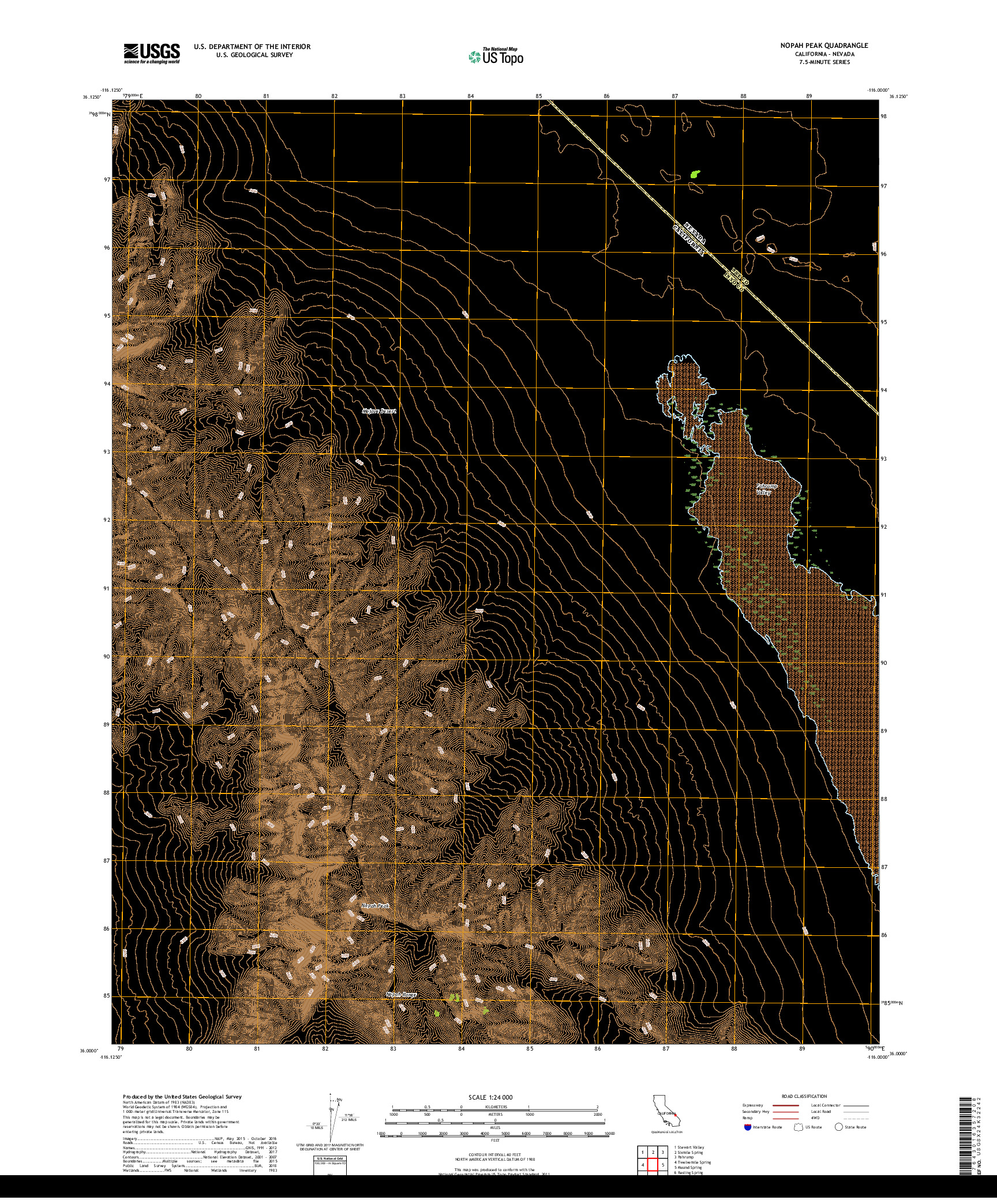 USGS US TOPO 7.5-MINUTE MAP FOR NOPAH PEAK, CA,NV 2018