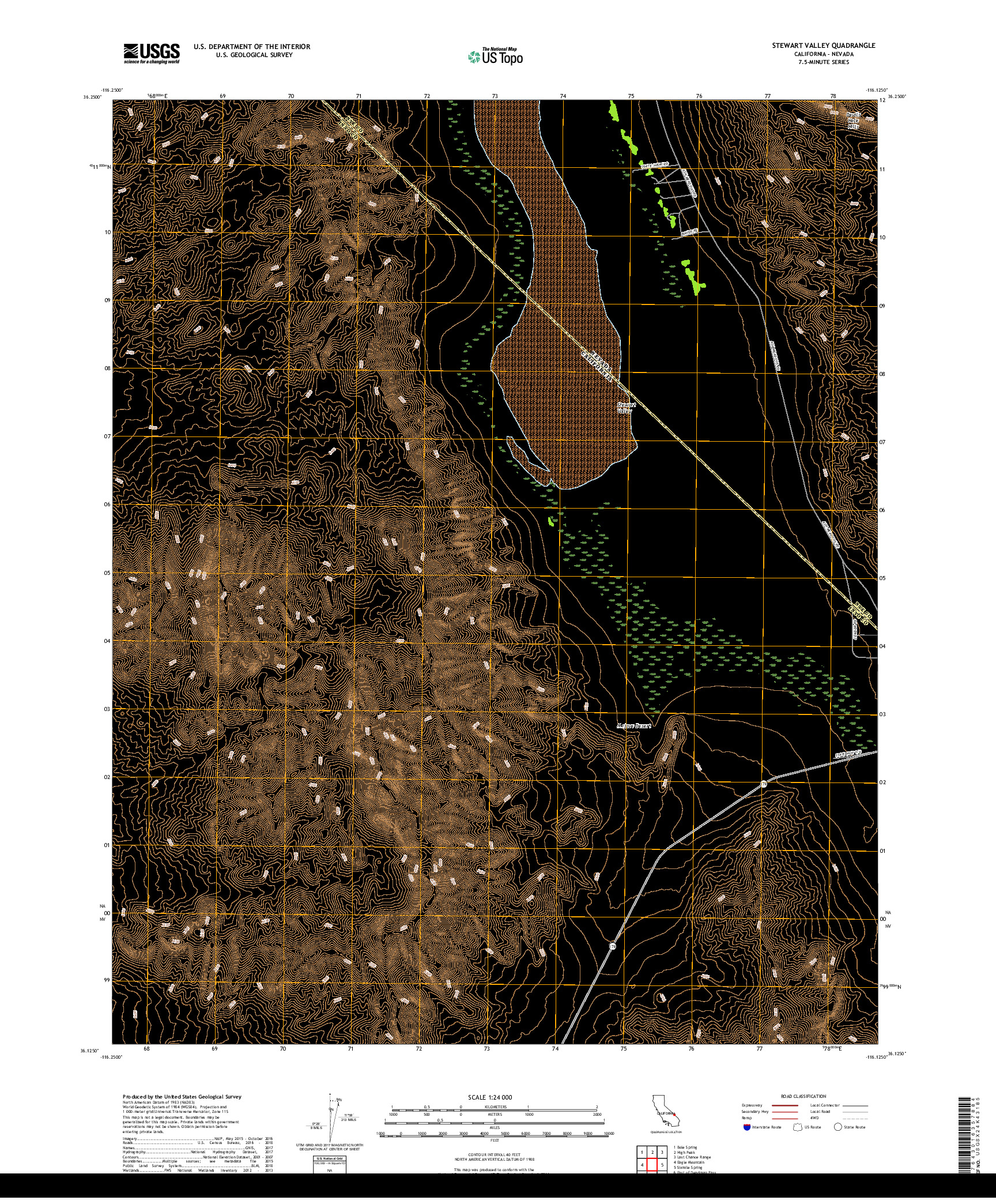 USGS US TOPO 7.5-MINUTE MAP FOR STEWART VALLEY, CA,NV 2018