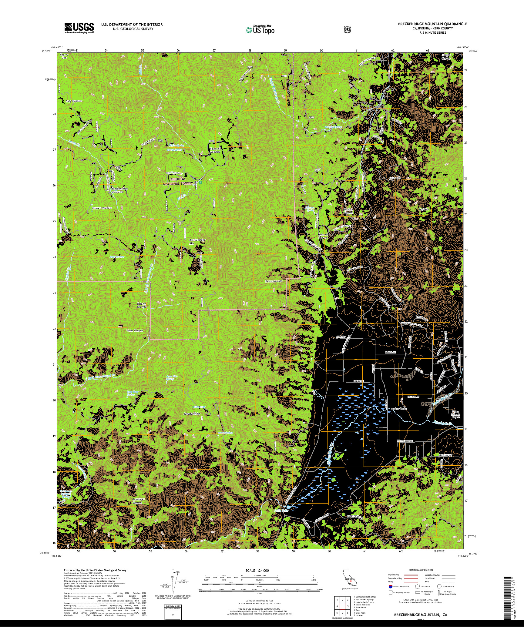 USGS US TOPO 7.5-MINUTE MAP FOR BRECKENRIDGE MOUNTAIN, CA 2018