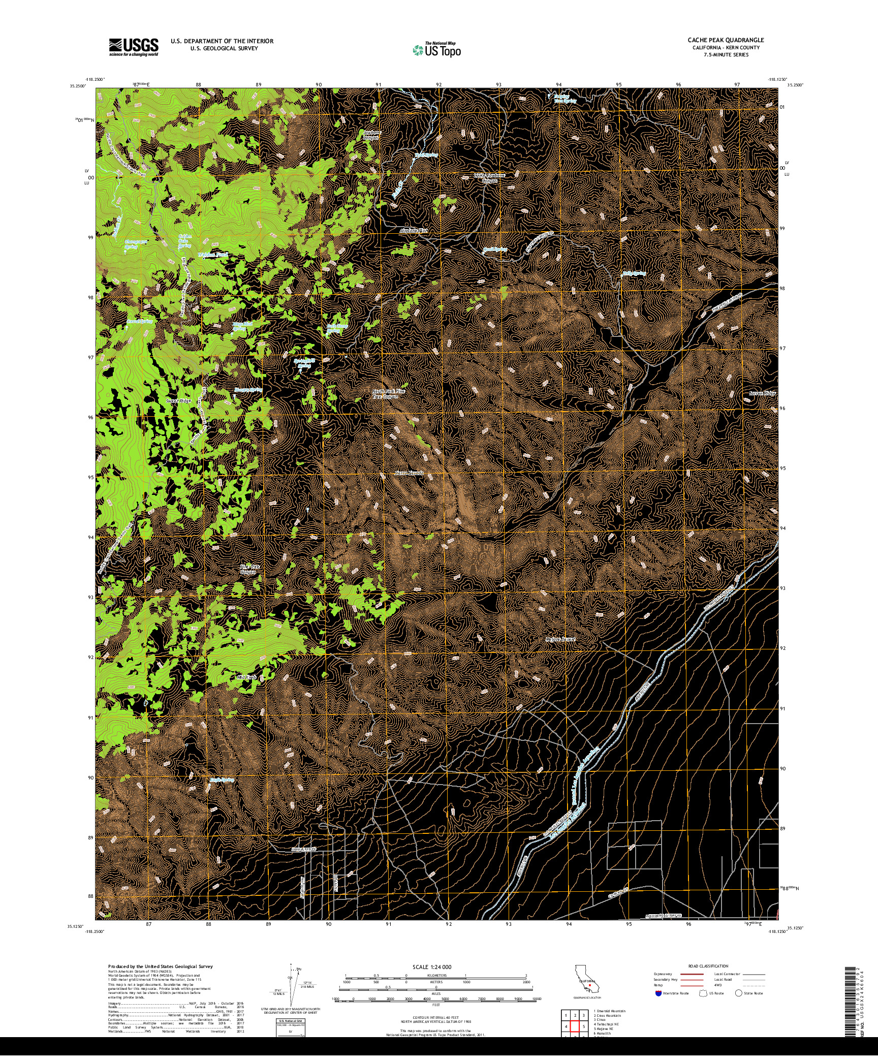 USGS US TOPO 7.5-MINUTE MAP FOR CACHE PEAK, CA 2018