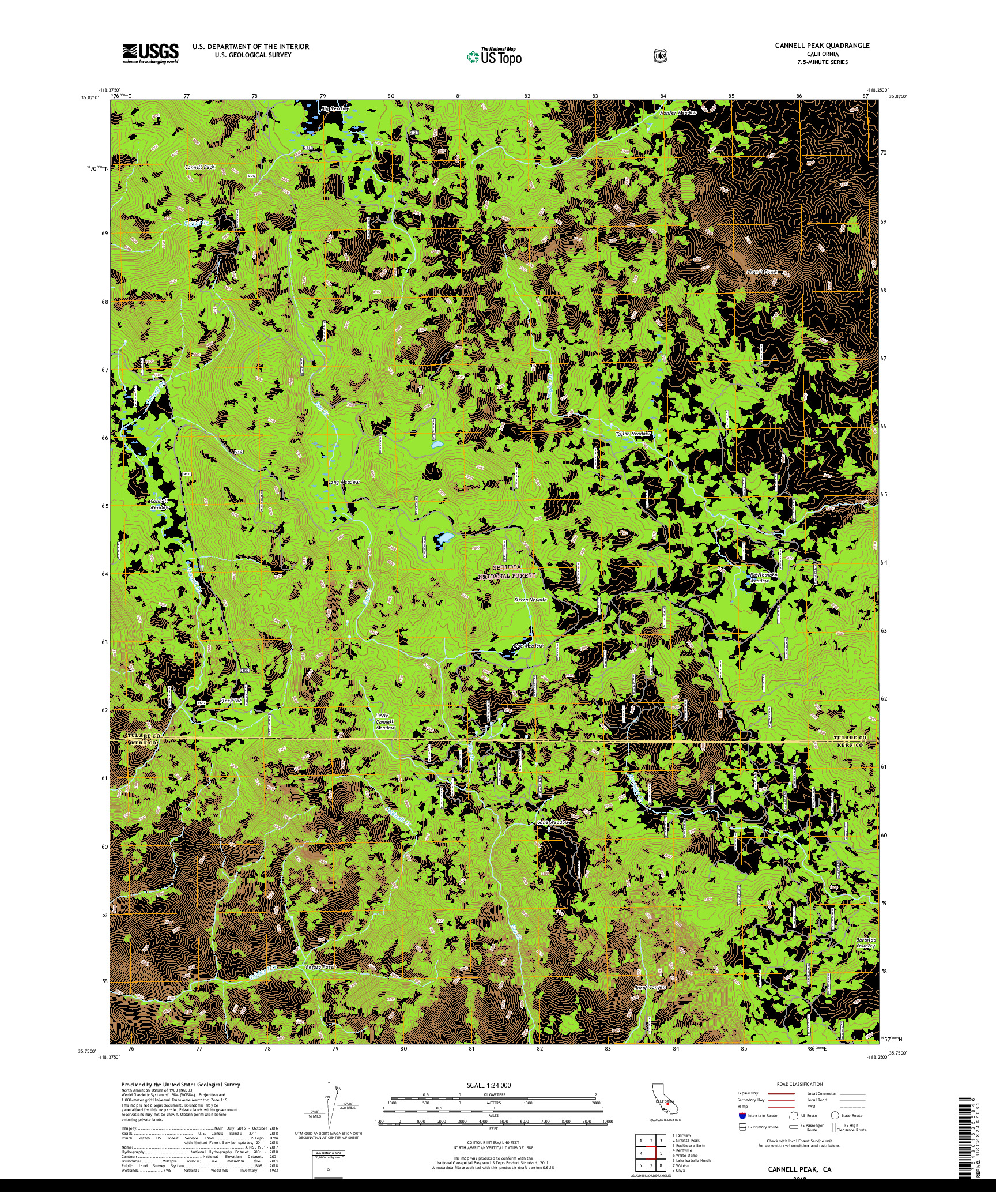 USGS US TOPO 7.5-MINUTE MAP FOR CANNELL PEAK, CA 2018