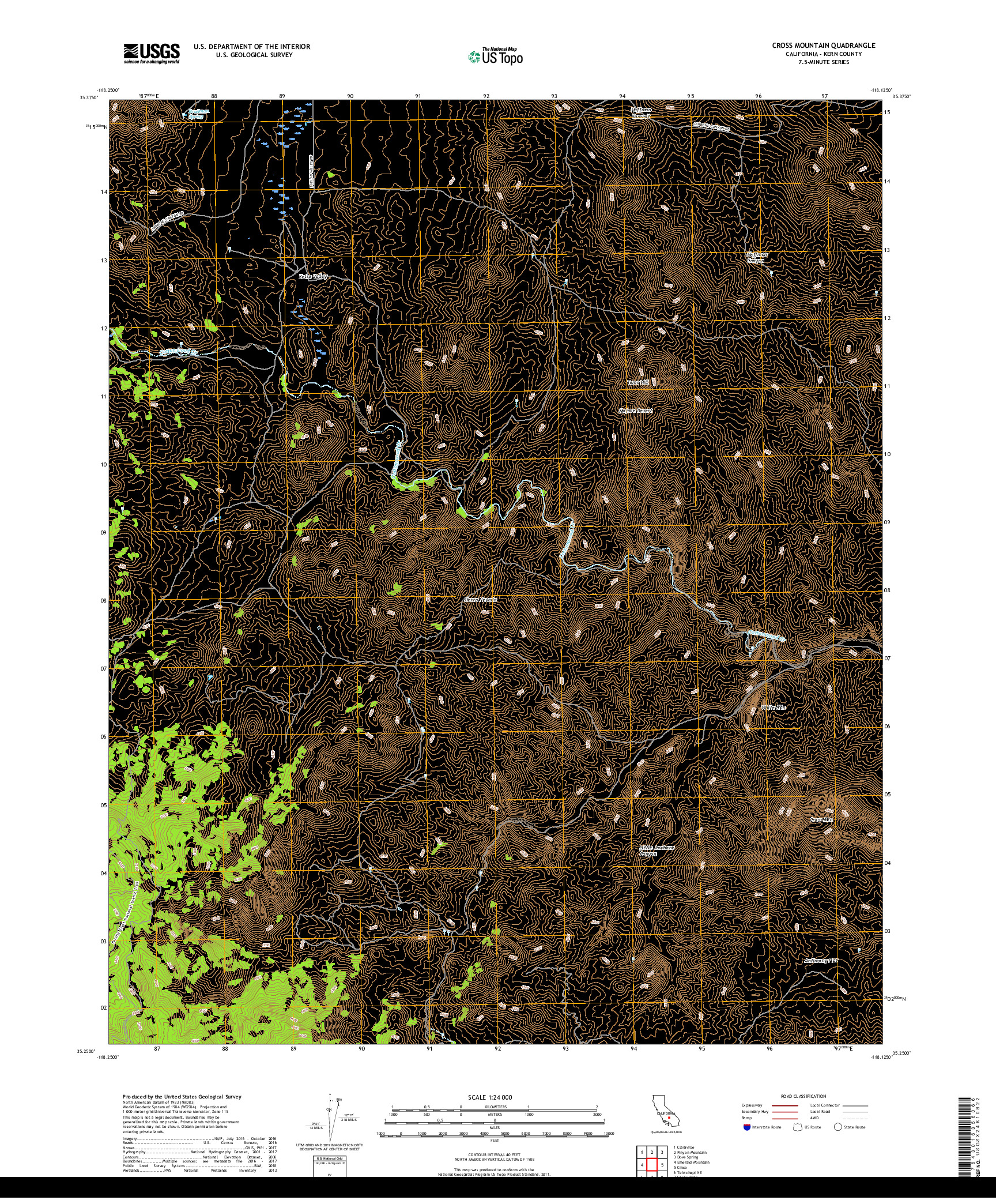 USGS US TOPO 7.5-MINUTE MAP FOR CROSS MOUNTAIN, CA 2018