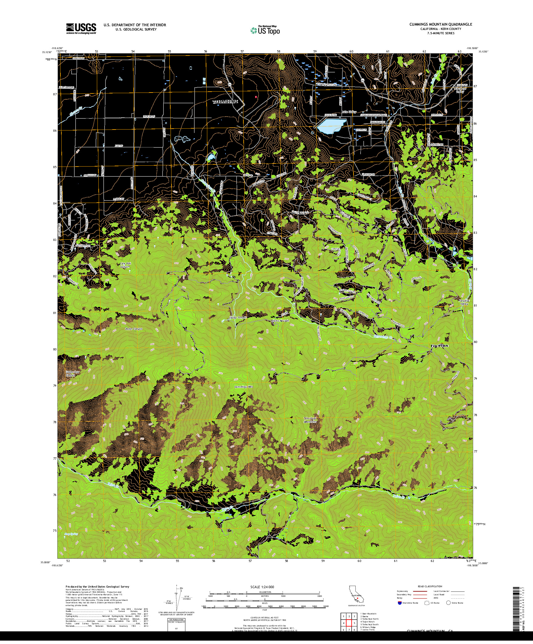 USGS US TOPO 7.5-MINUTE MAP FOR CUMMINGS MOUNTAIN, CA 2018